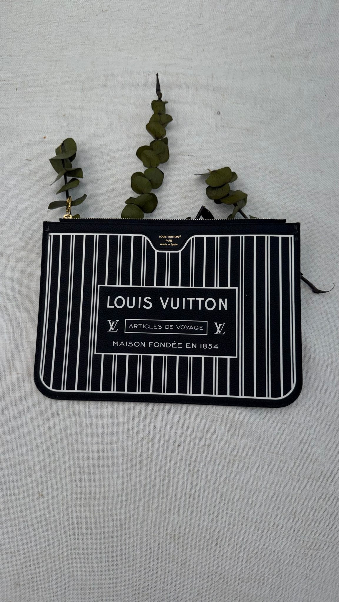 Louis Vuitton Black Calfskin Neverfull Inside Out MM Pochette