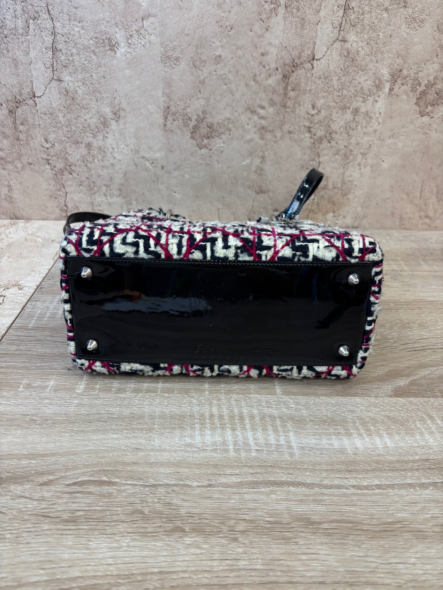 Christian Dior Multicolor Tweed Cannage Large Top Handle Bag