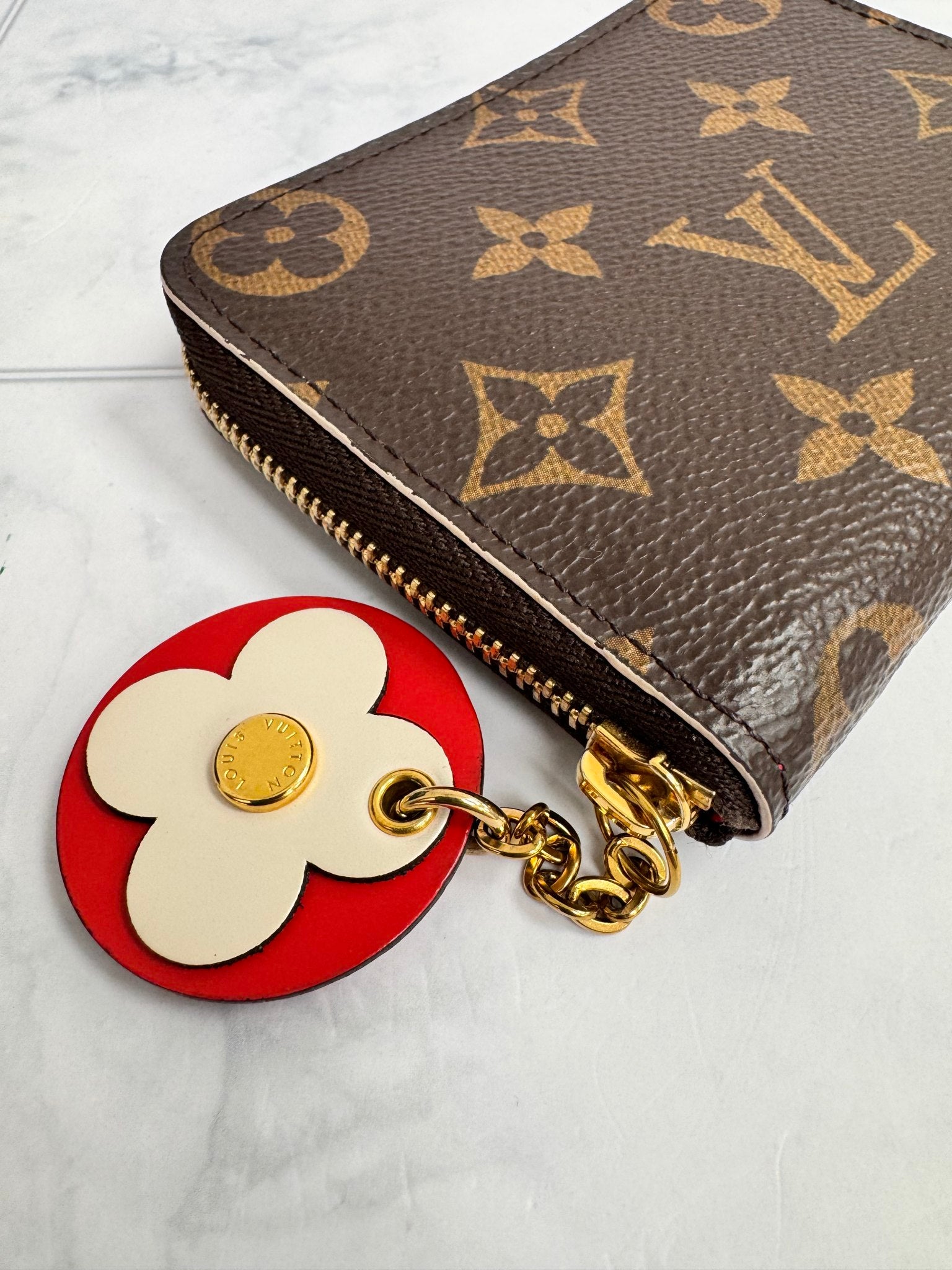 Louis Vuitton Monogram Flower Charm Compact Zippy Wallet