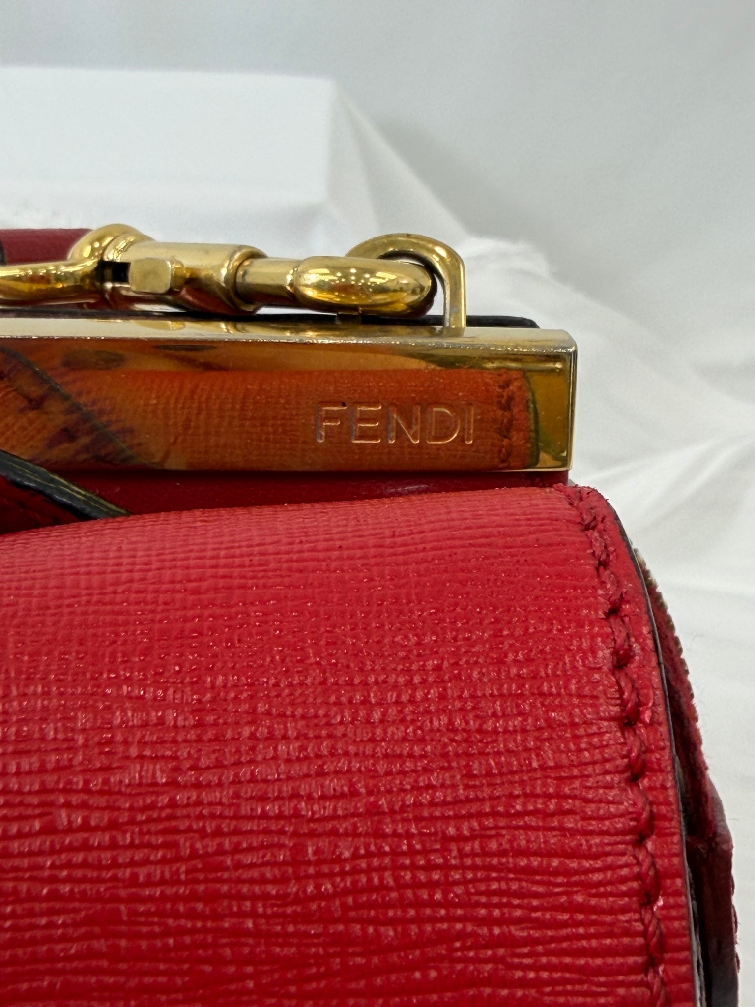 Fendi Red Leather Demi Jour Two Way Bag