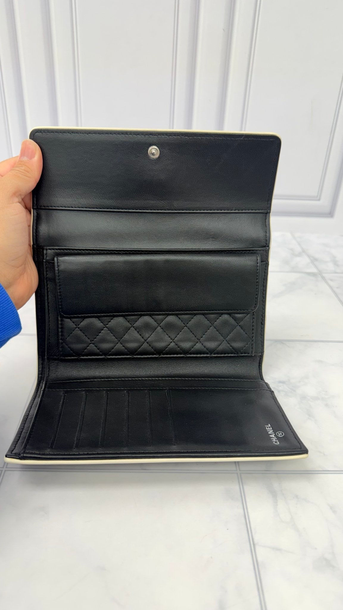 Chanel Black Calfskin Leather Long Wallet
