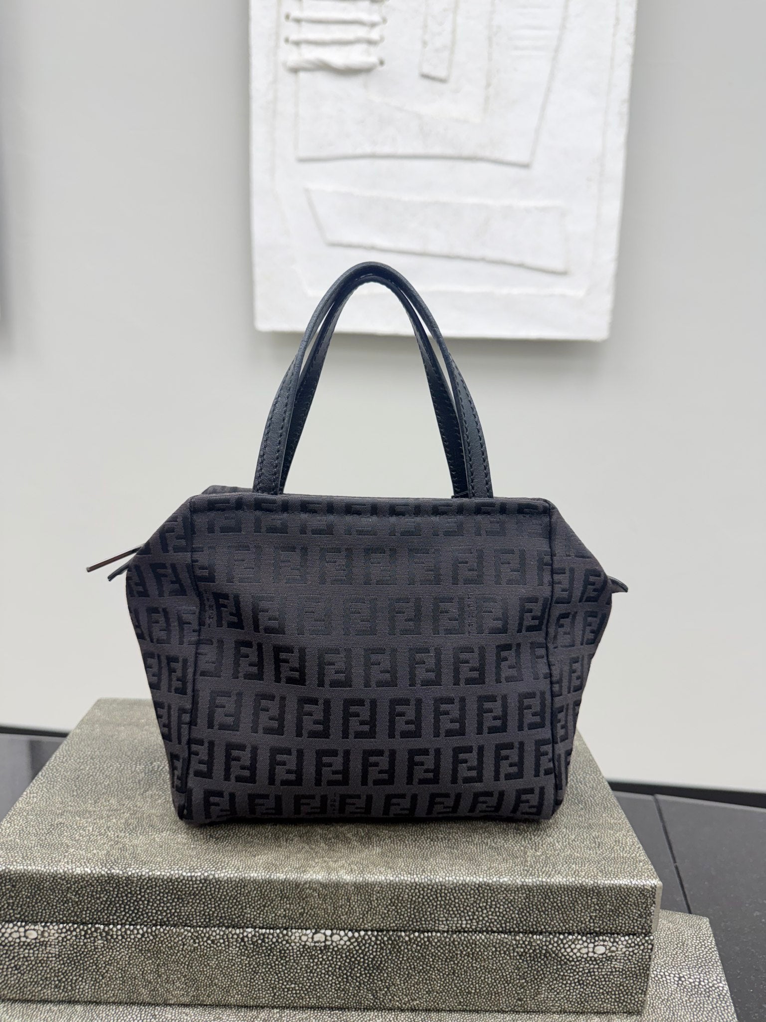 Fendi Black And Brown Zucchino Canvas Mini Tote Bag