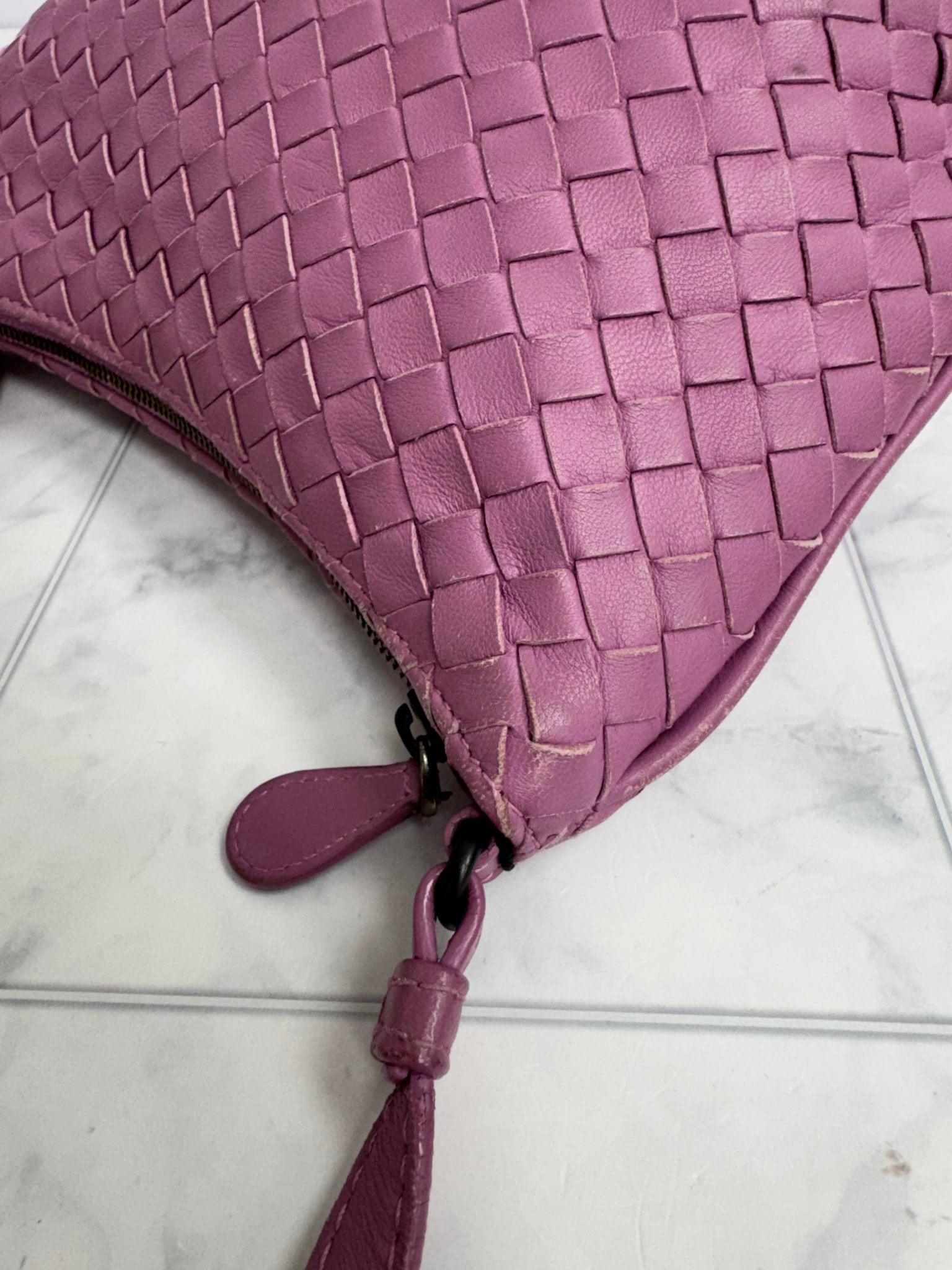 Bottega Veneta Purple Intrecciato Leather Crossbody Bag