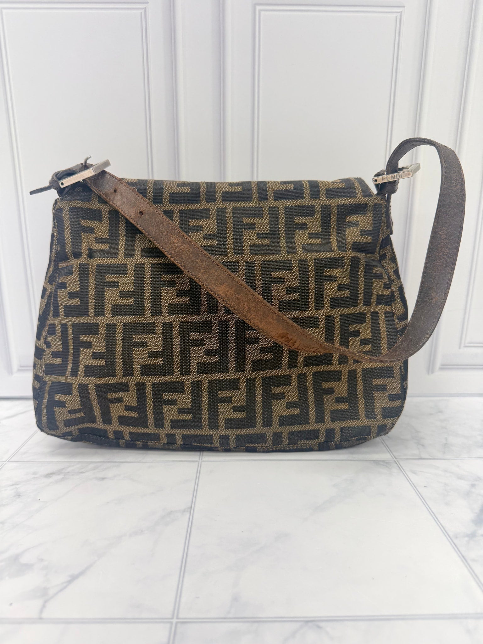 Fendi Brown Zucca Mamma Baguette Medium Shoulder Bag