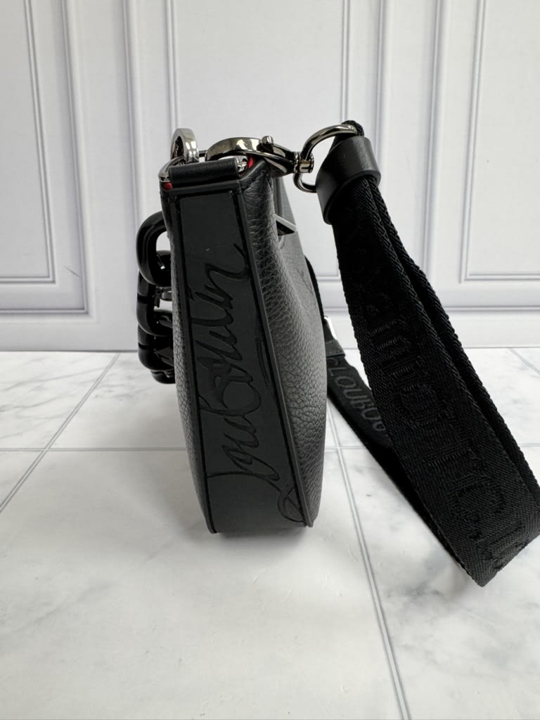 Christian Louboutin Black Grained Leather Loubila Chain Mini Shoulder Bag