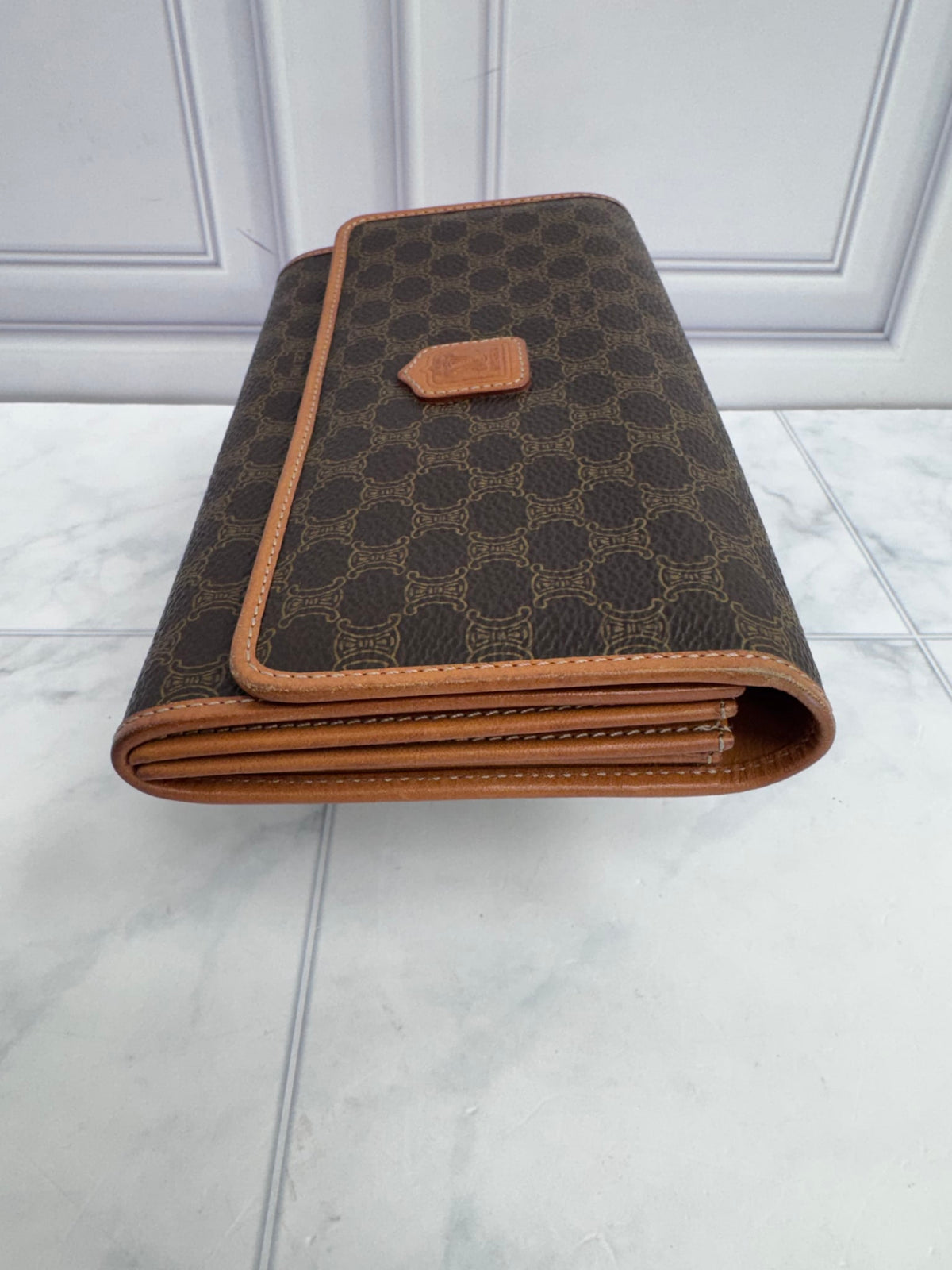 Celine Brown Macadam Coated Canvas Long Wallet