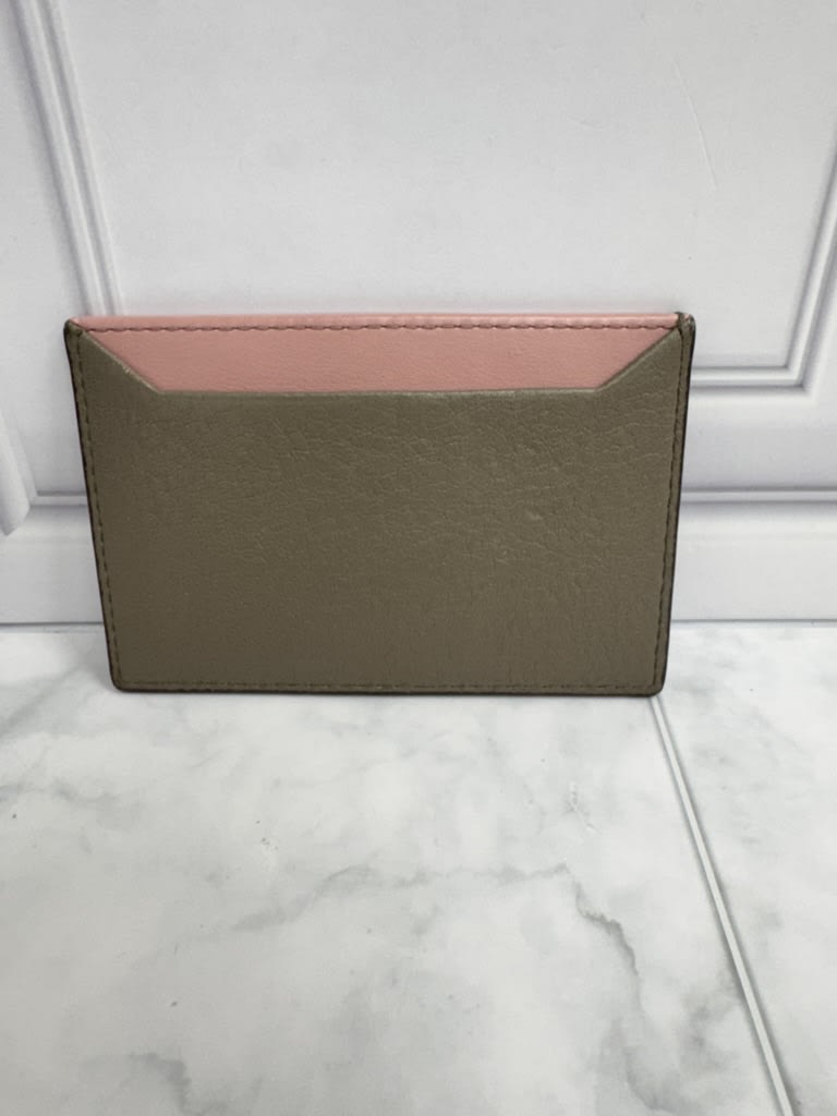 Prada Grey And Pink Grained Leather Card Holder