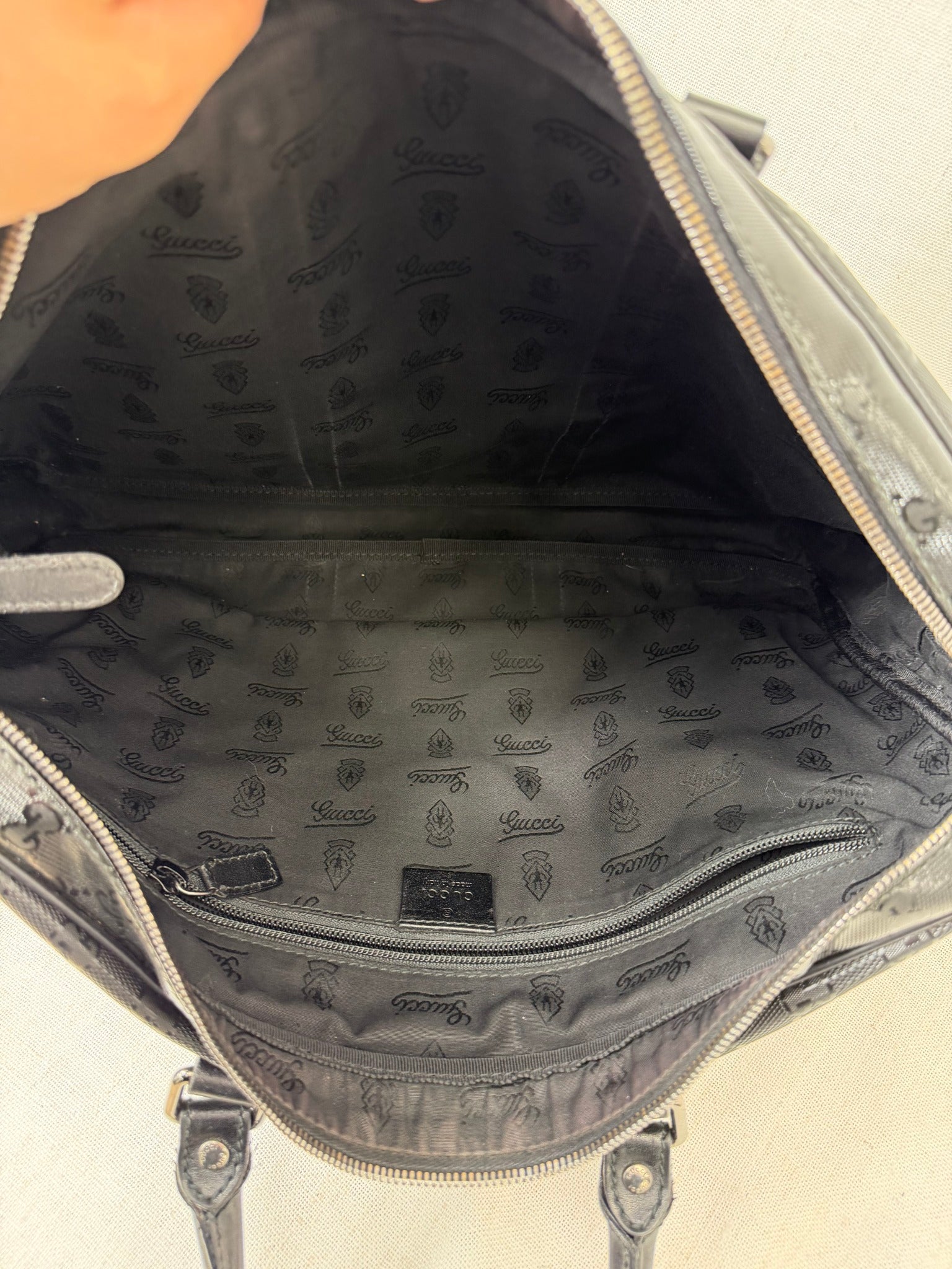 Gucci Black GG Print Coated Nylon Briefcase