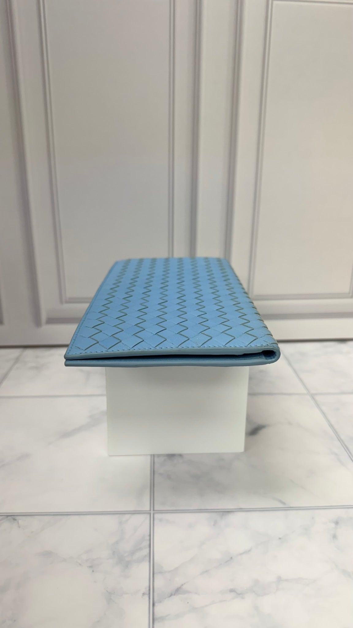 Bottega Veneta Blue Intrecciato Leather Continental Flap Wallet