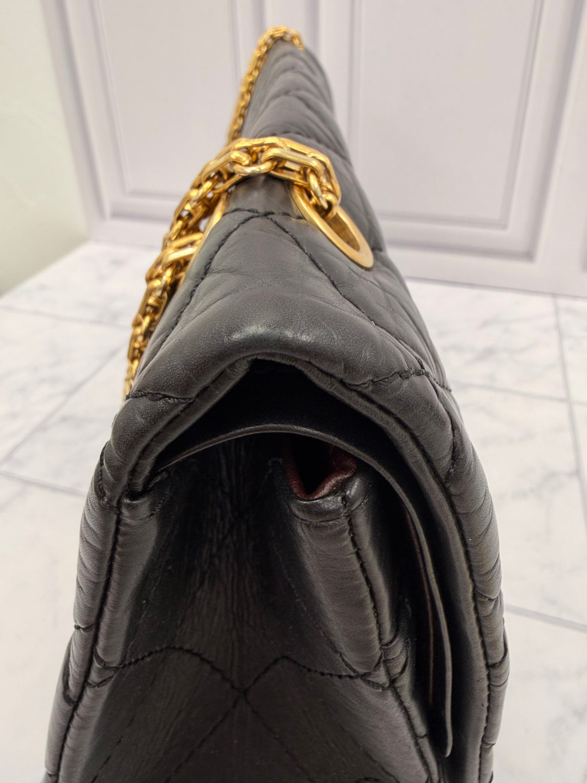 Chanel Black Calfskin Leather Jumbo 2.55 Handbag