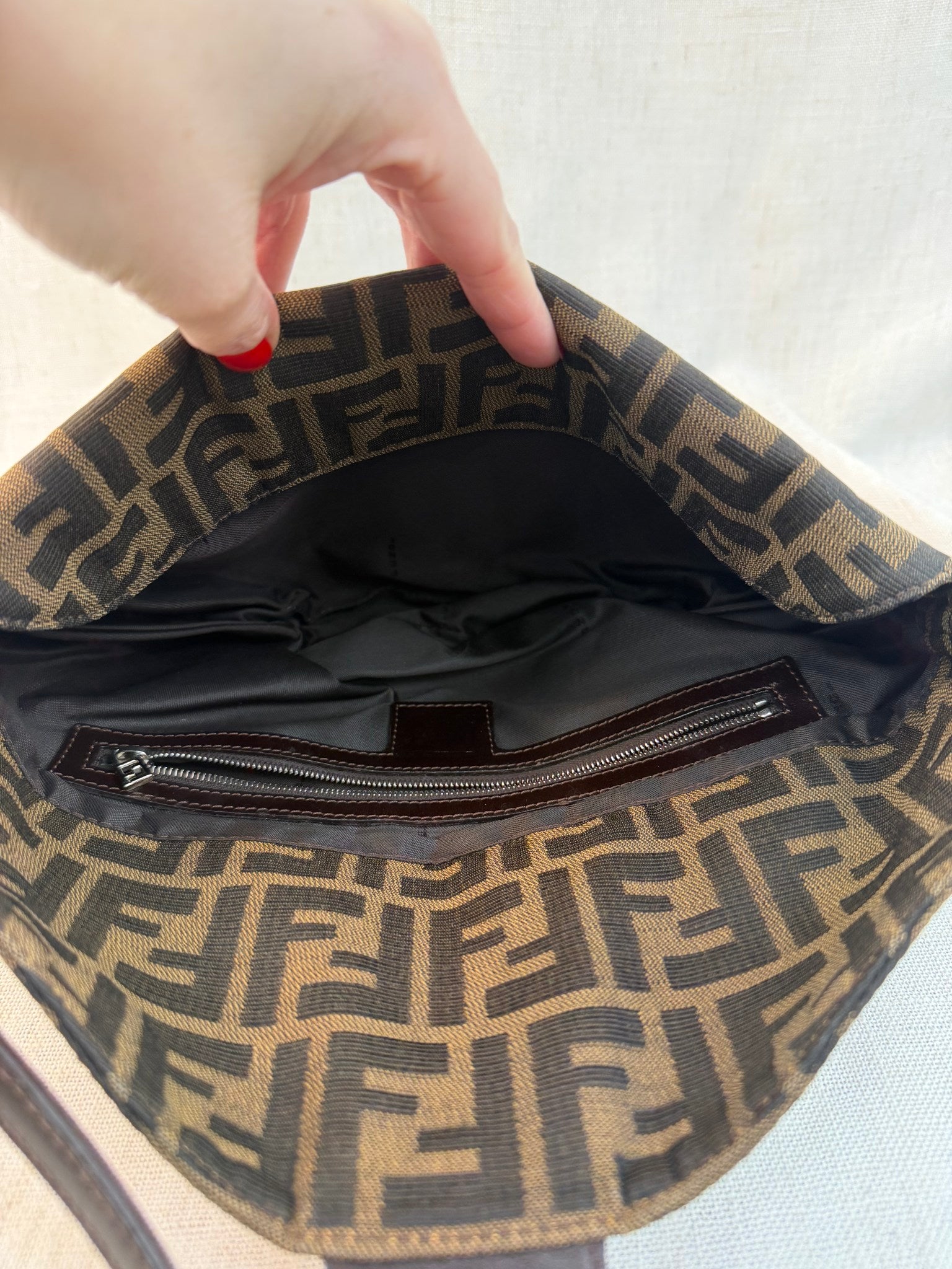 Fendi Brown Canvas Zucca Vintage Shoulder Bag