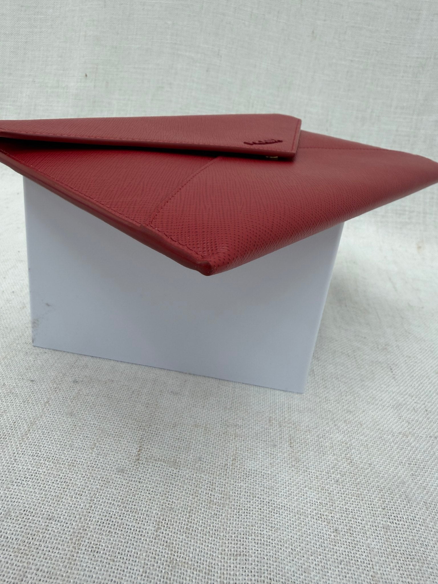 Prada Red Saffiano Leather Envelope Pouch