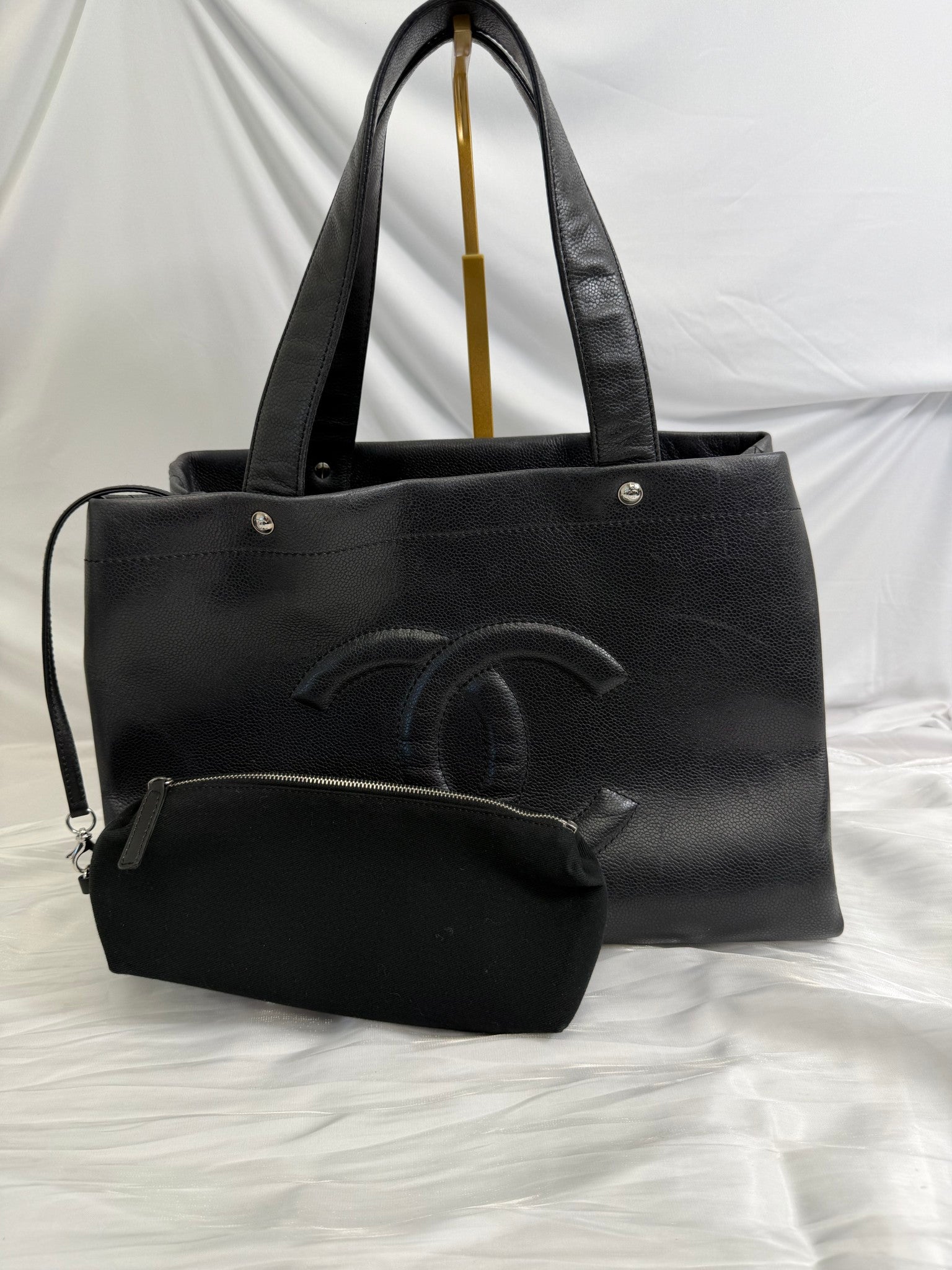 Chanel Black Caviar CC Tote Bag