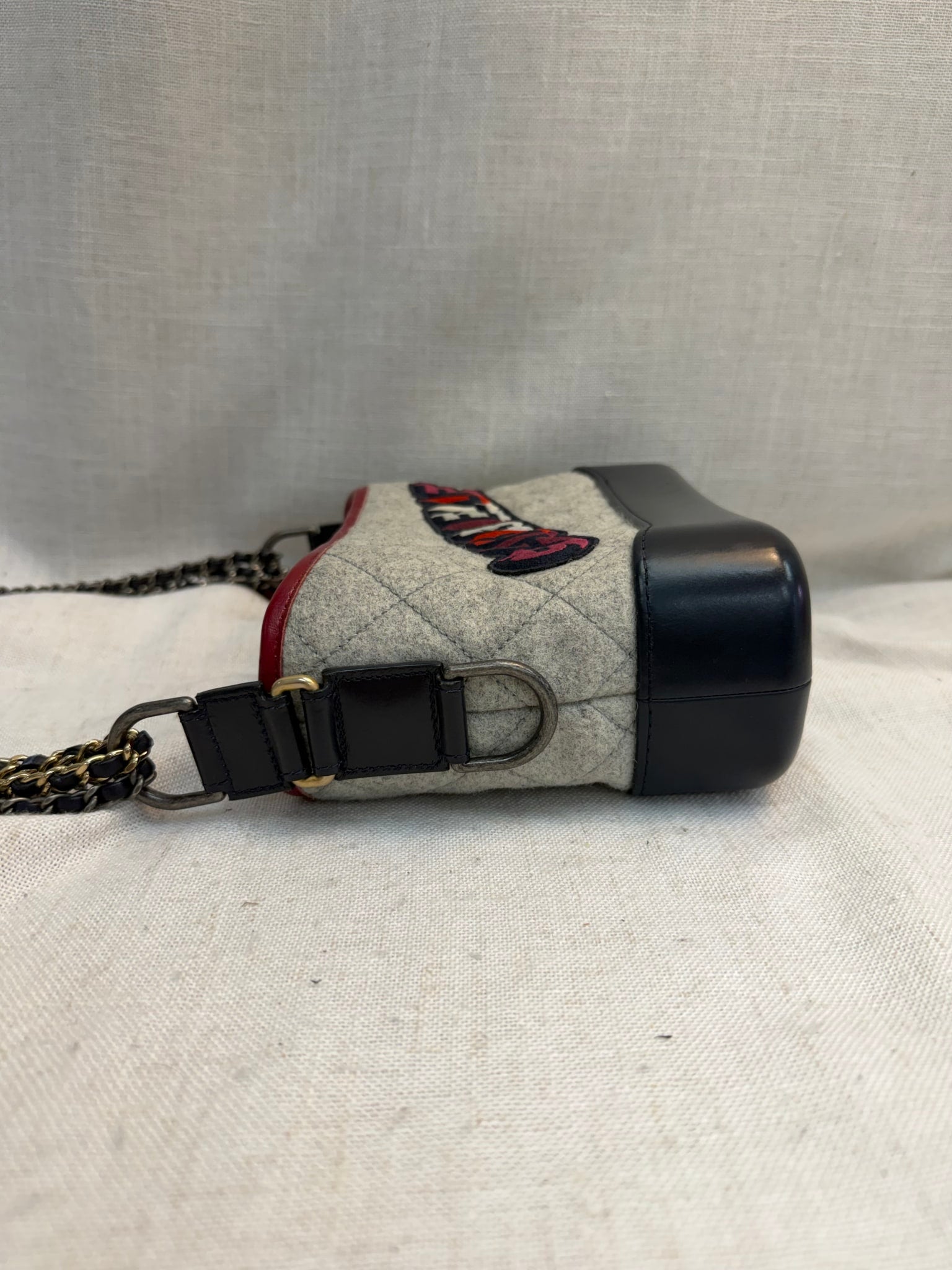 Chanel Grey Wool Gabrielle Small Hobo Bag