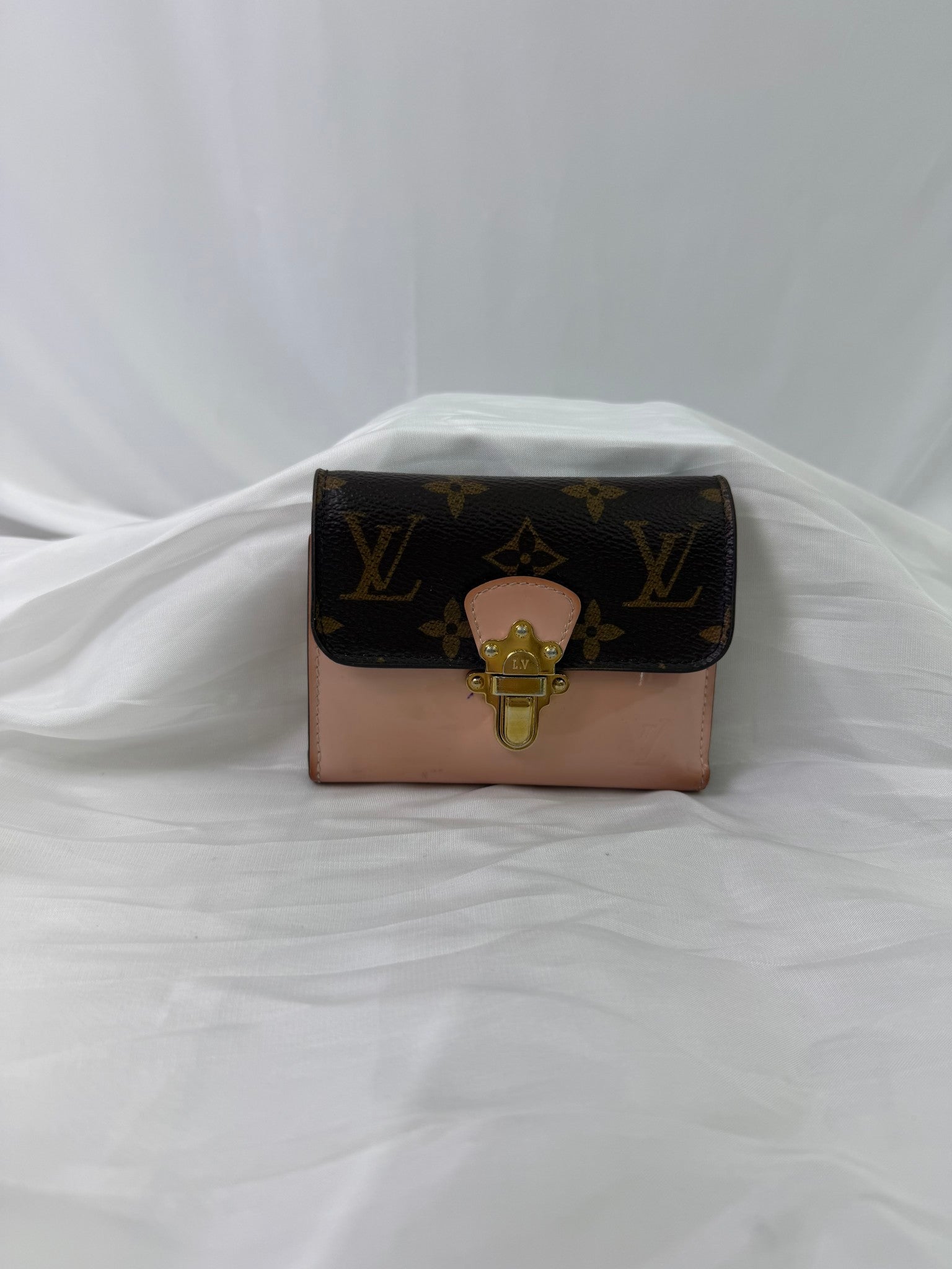 Louis Vuitton Pink And Monogram Cherrywood Compact Wallet