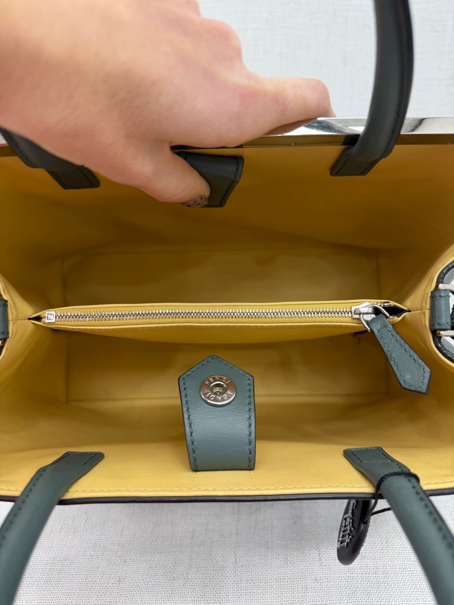 Fendi Gray & Yellow Leather 2 Jours 2way Bag