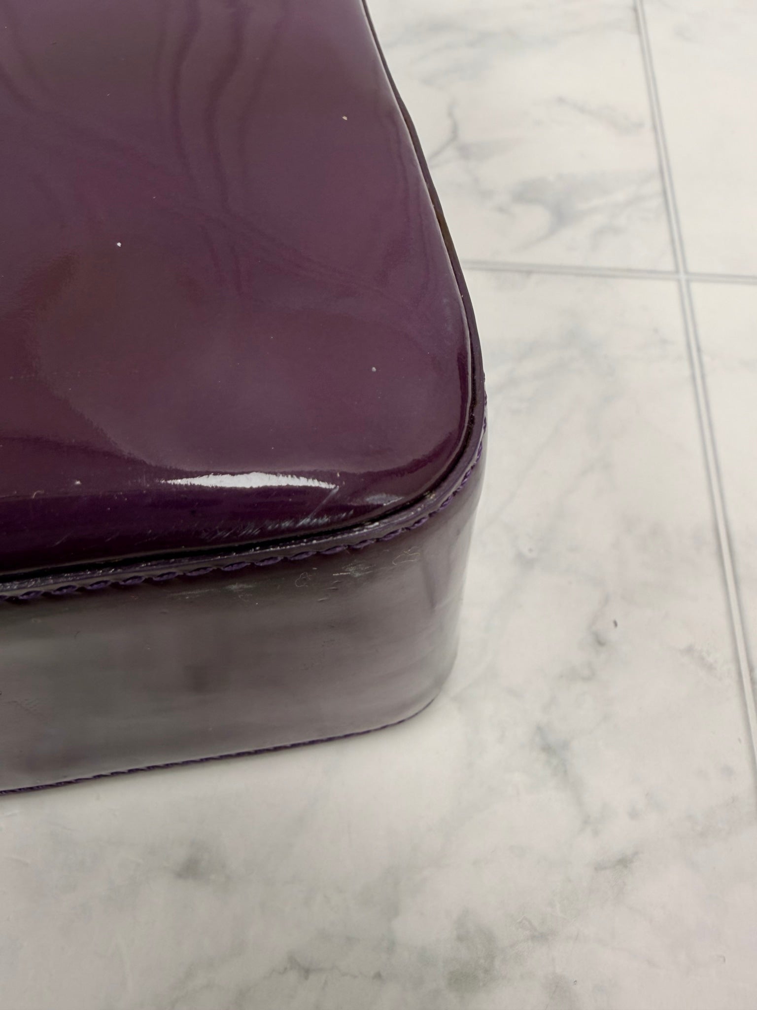 Chanel Purple Patent Leather Shopping Tote