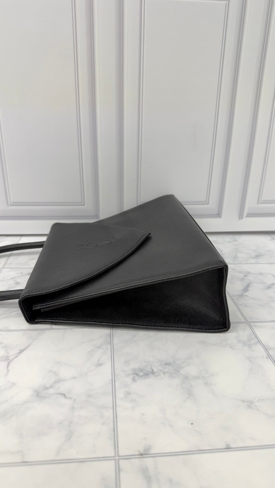 Saint Laurent YSL Black Saffiano Leather Top Handle Handbag