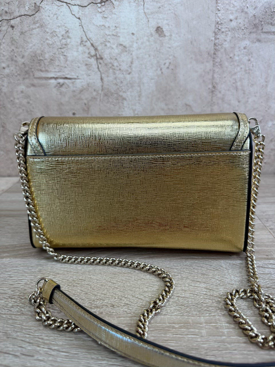 Christian Louboutin Gold Calfskin Snake Logo RubyLou Clutch