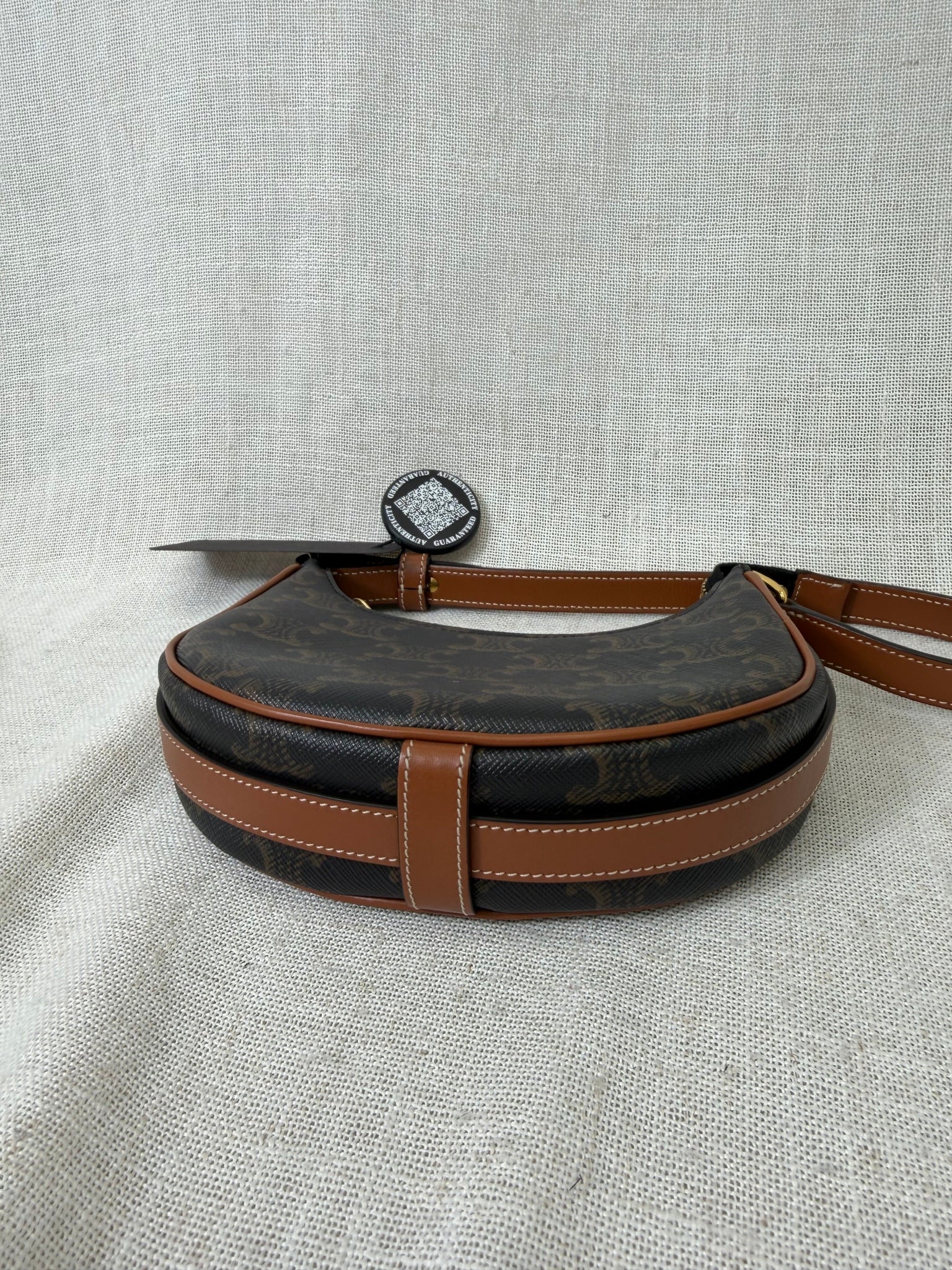 Celine Brown Coated Canvas Mini Ava Shoulder Bag