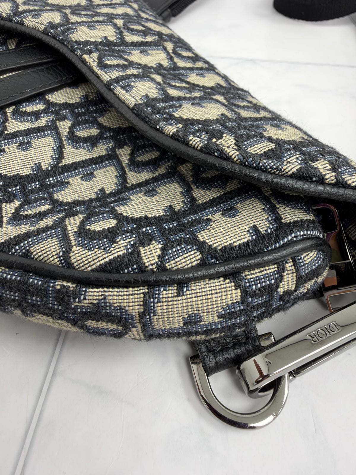Christian Dior Navy Trotter Canvas Dior Saddle Messenger Pouch