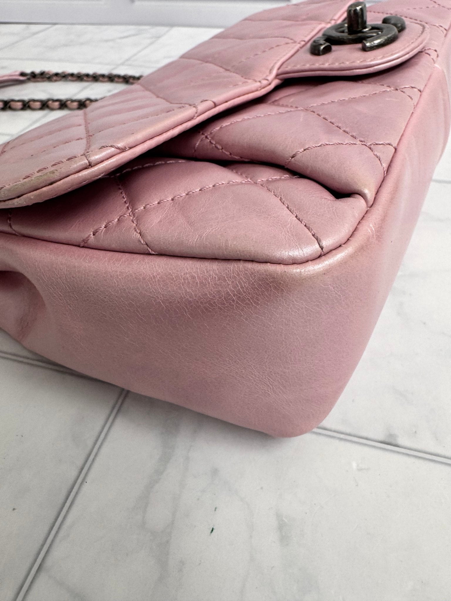 Chanel Metallic Pink Quilted Leather Coco Pleats Flap Bag