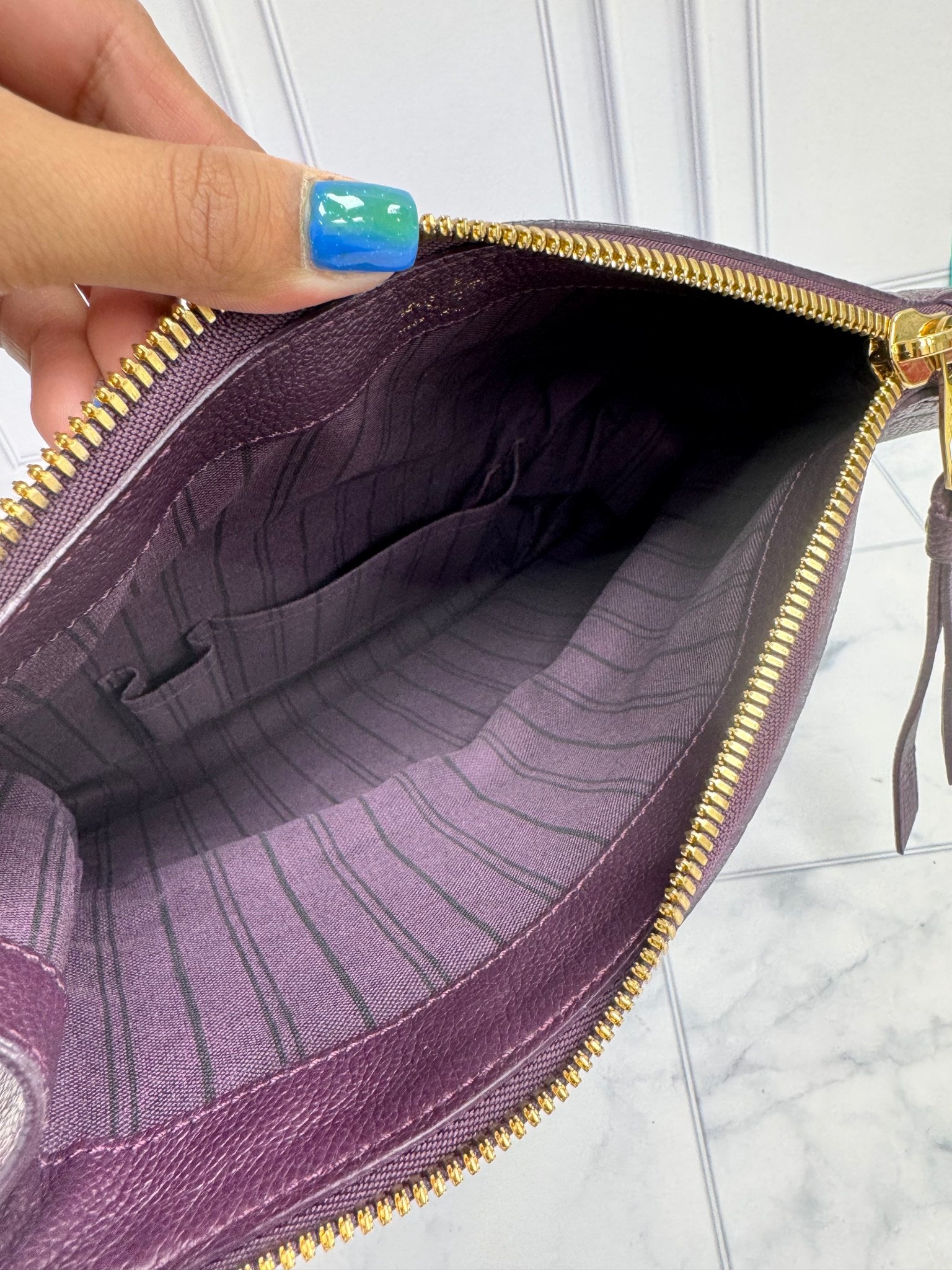 Louis Vuitton Dark Purple Empreinte Leather Monogram Petillante Clutch