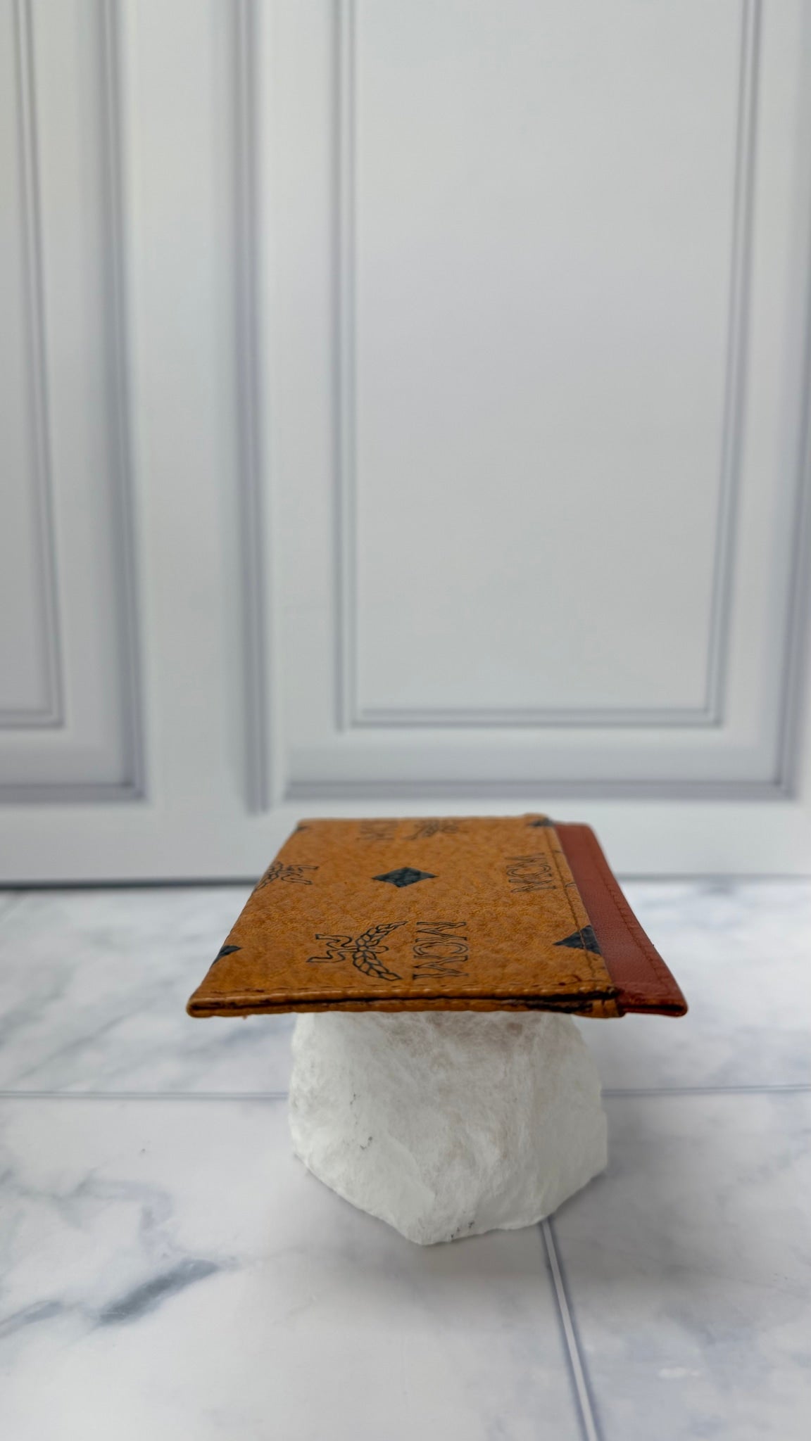 MCM Brown Visettos Canvas Card Holder