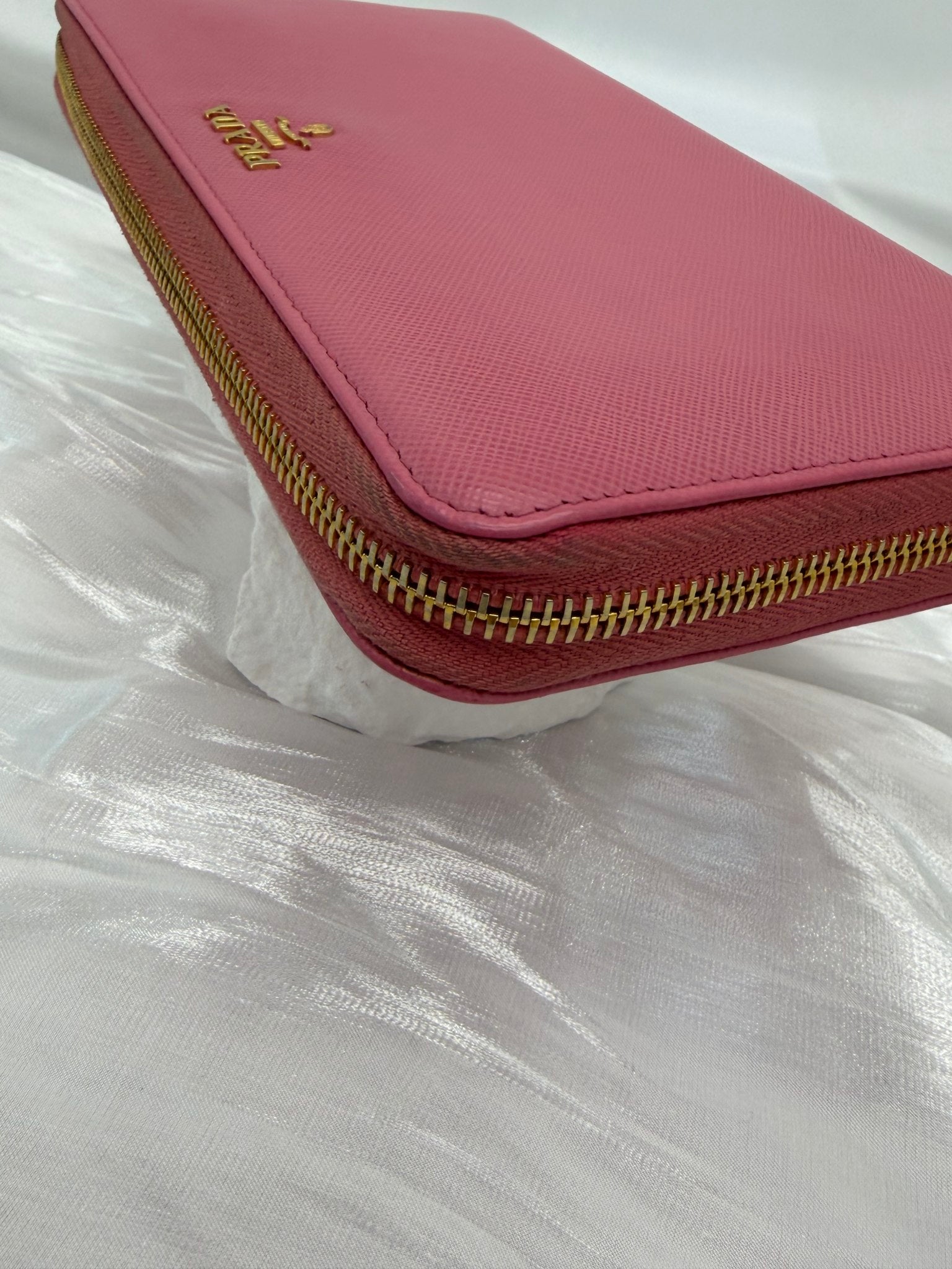 Prada Pink Saffiano Leather XL Zippy Wallet