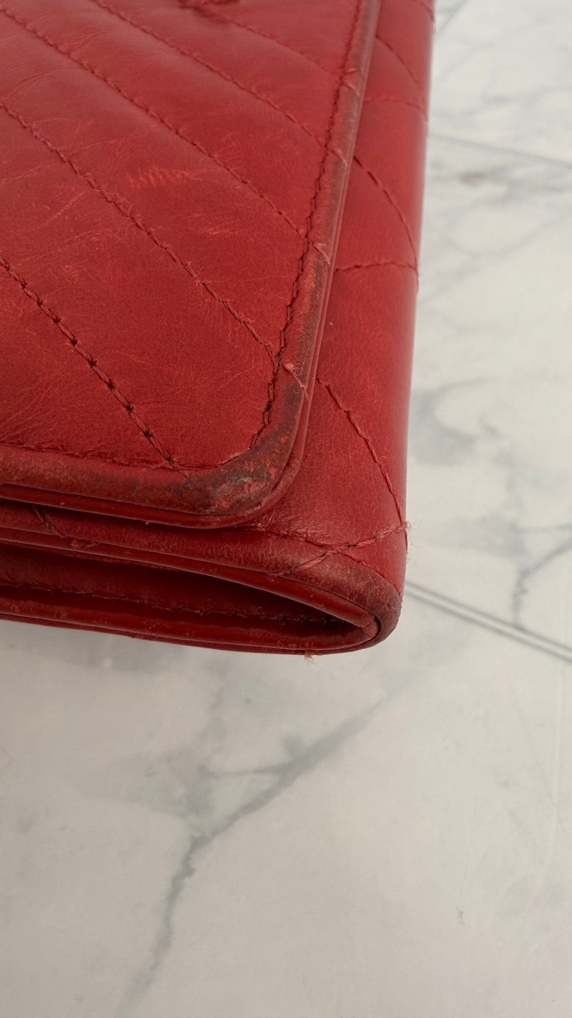 Chanel Red Quilted Lambskin Leather Coco Boy Wallet