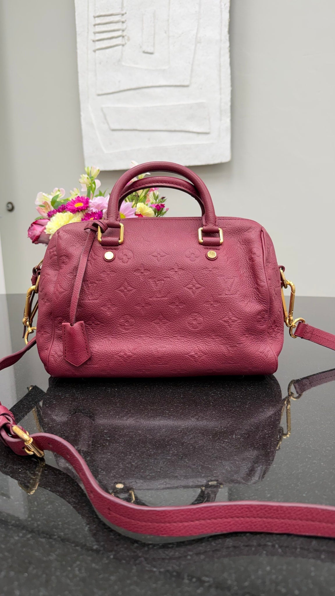 Louis Vuitton Burgundy Empreinte Speedy 25 Bandouliere
