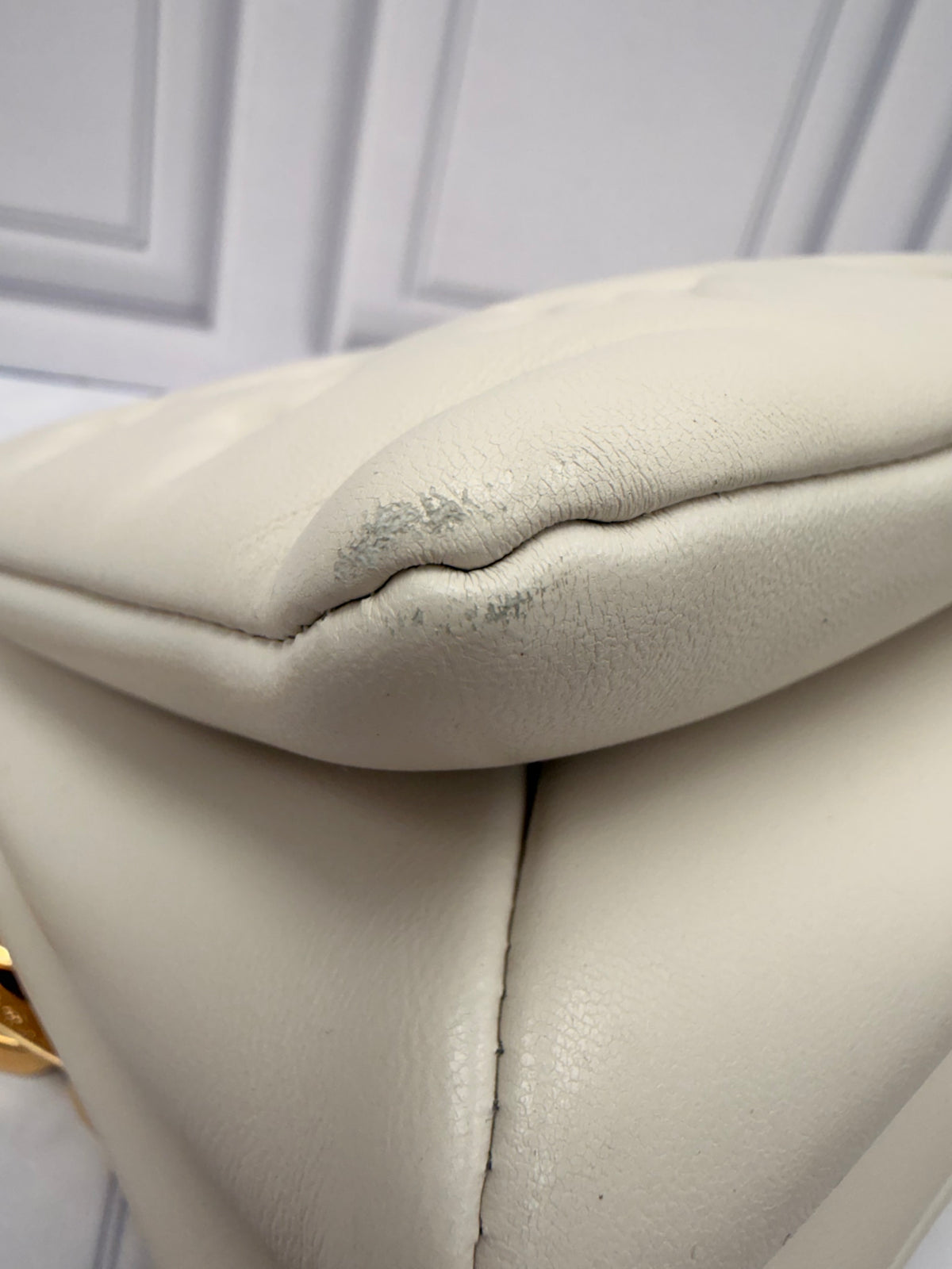Louis Vuitton White Monogram Embossed Lambskin Coussin PM Handbag