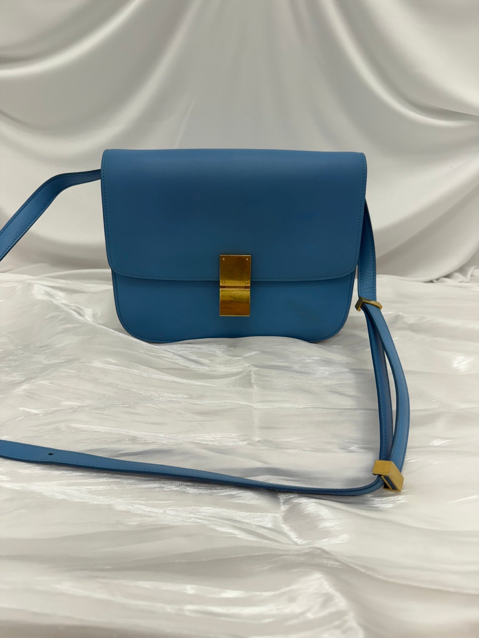 Celine Blue Leather Classic Box Bag