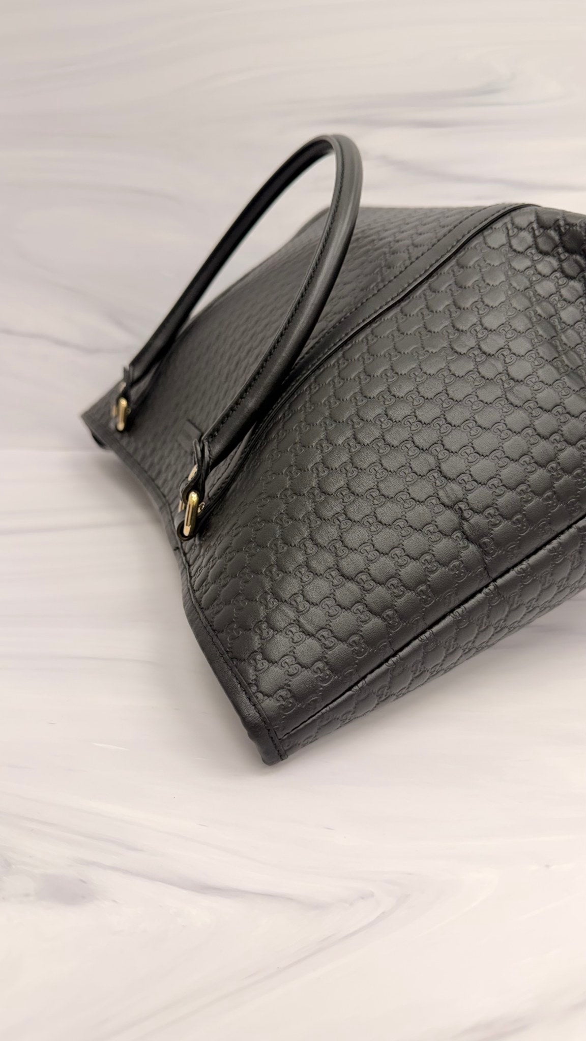 Gucci Black Micro Guccissima Leather Tote Bag
