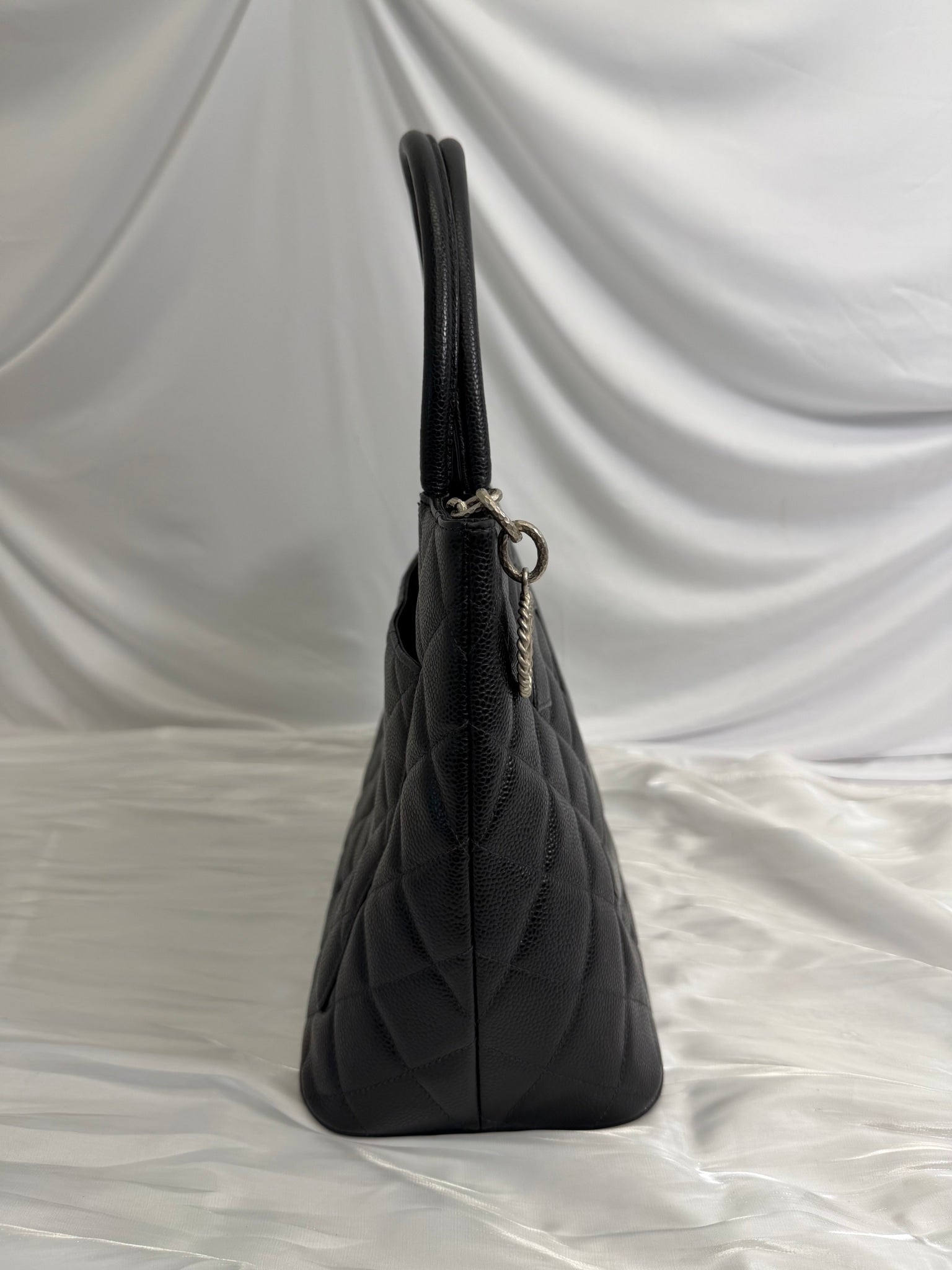 Chanel Black Quilted Caviar Medallion Tote Bag