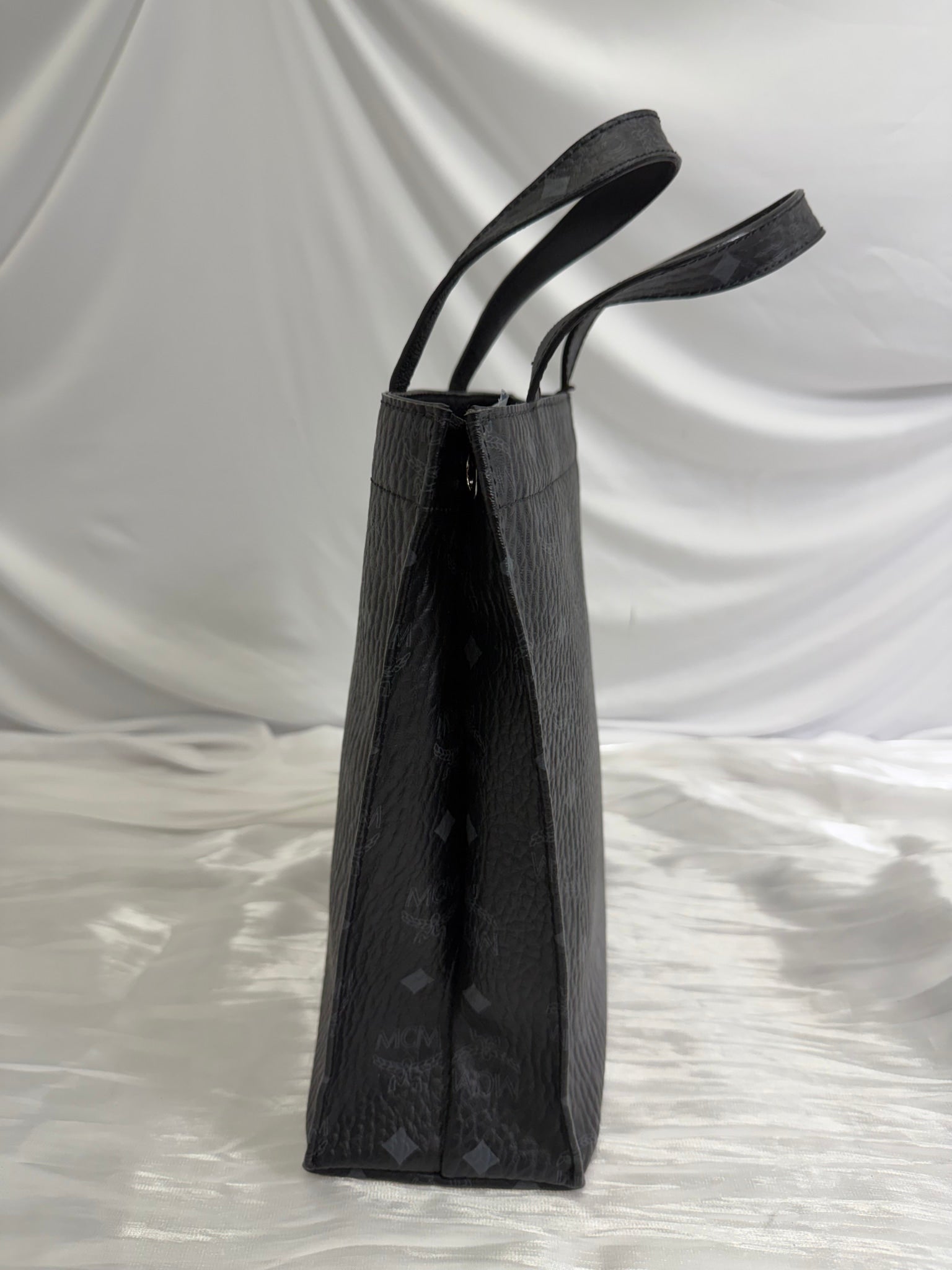 MCM Visetos Black Leather Tote Bag