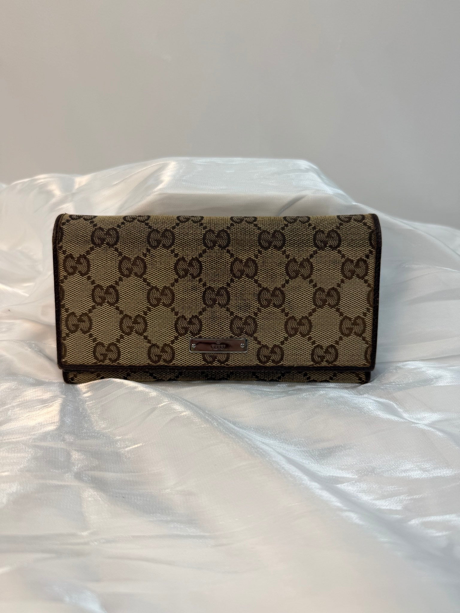 Gucci Brown Canvas GG Supreme Long Wallet