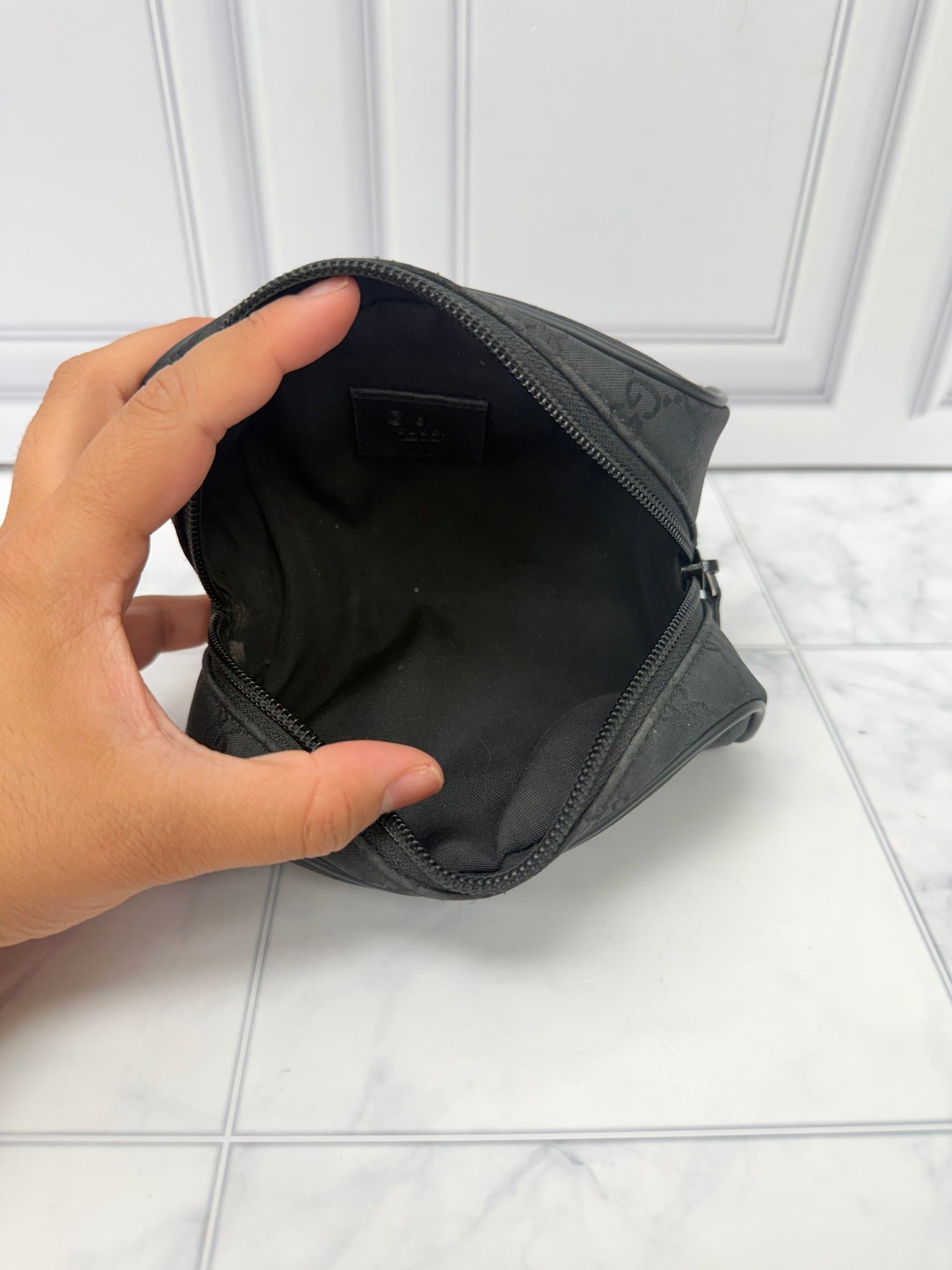 Gucci Black GG Canvas Cosmetic Pouch