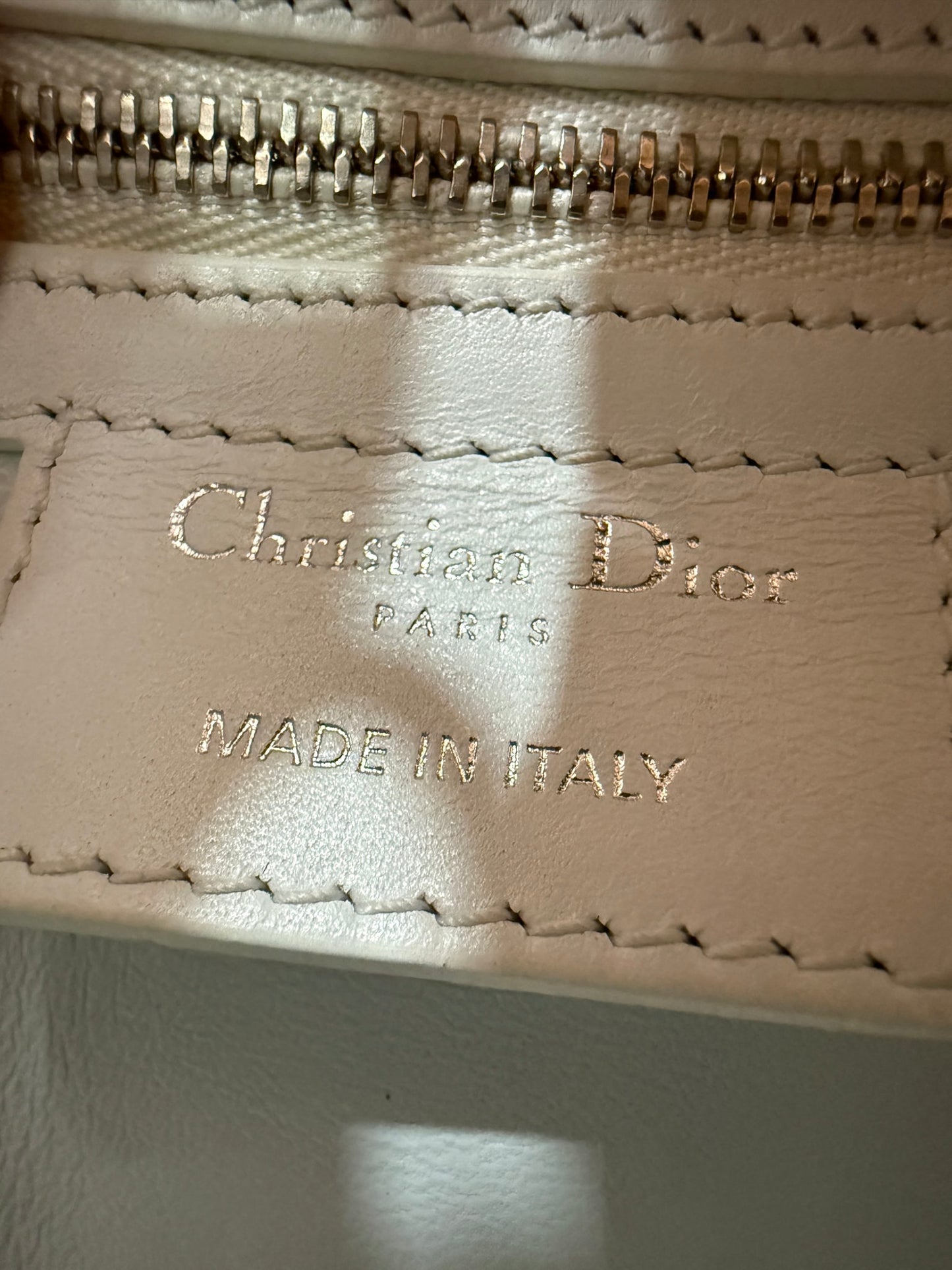 Christian Dior White Leather Patch Embellished Medium Lady Dior