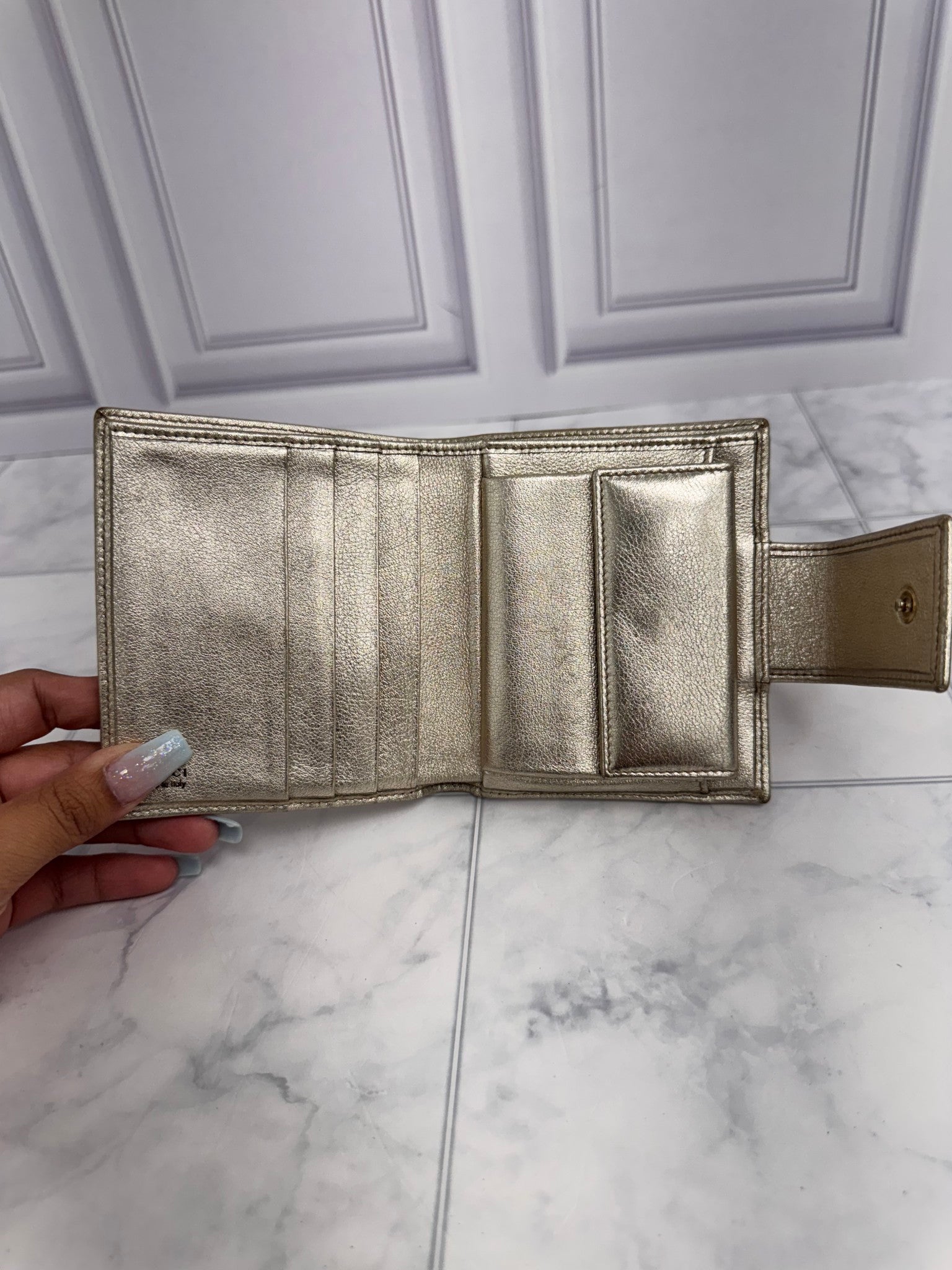 Gucci Beige GG Canvas Compact Snap Wallet