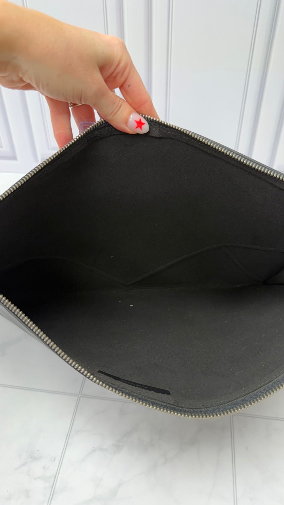 Givenchy Black Leather Large Zip Clutch