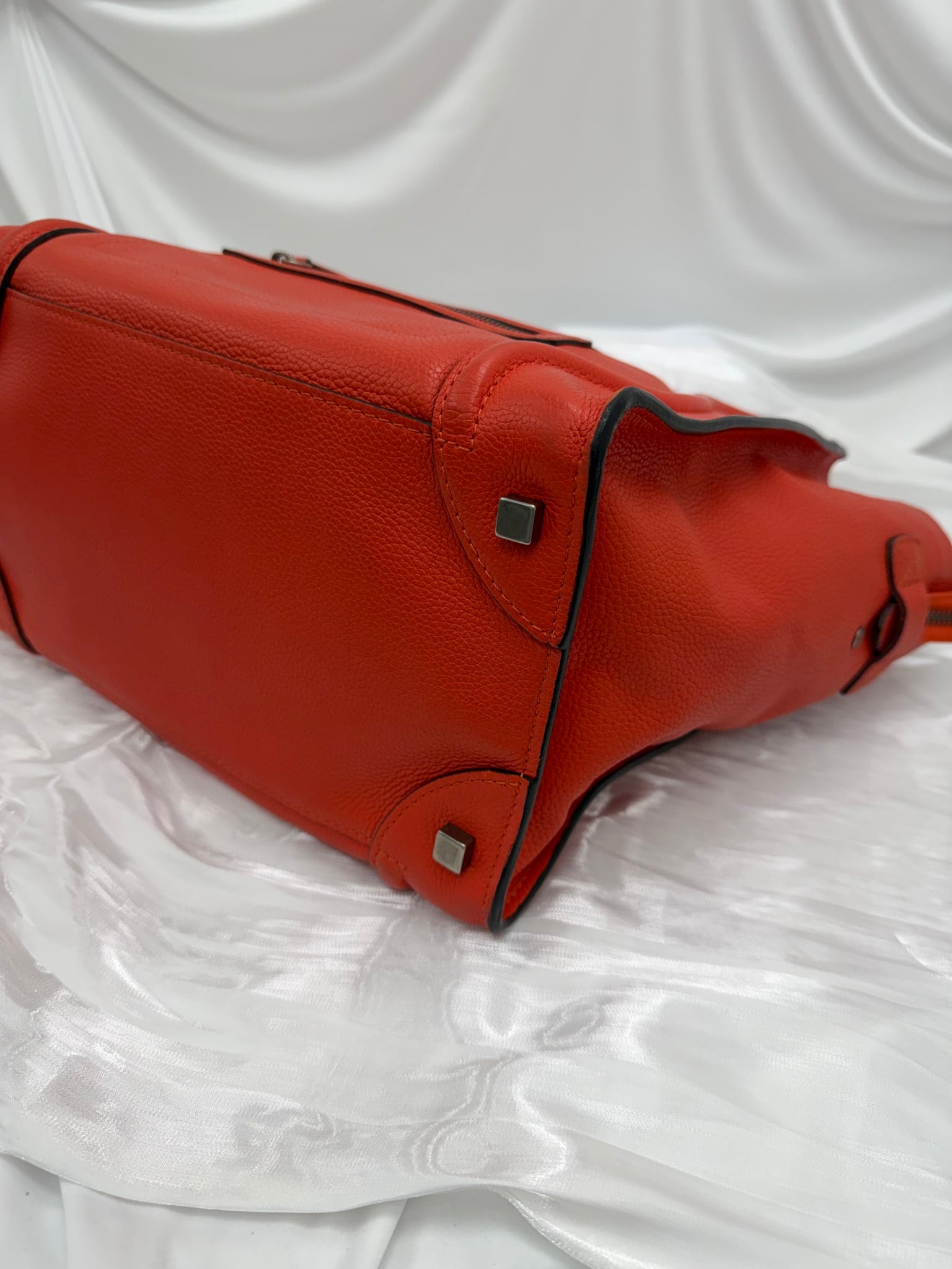 Celine Orange Leather Mini Luggage Handbag