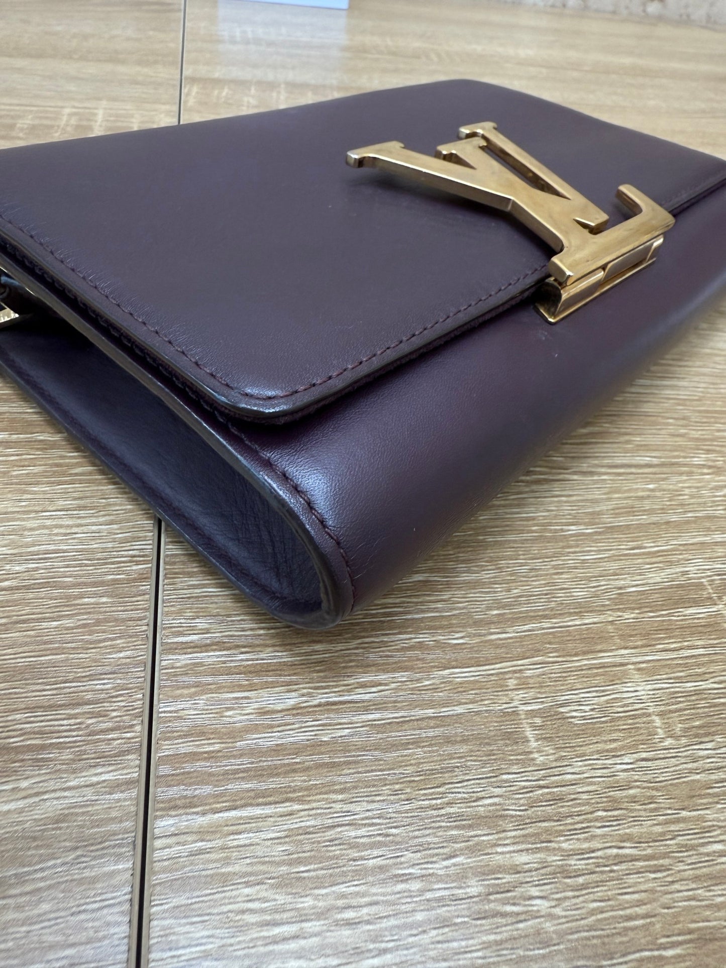 Louis Vuitton Purple Leather Chain Louise GM Clutch Bag