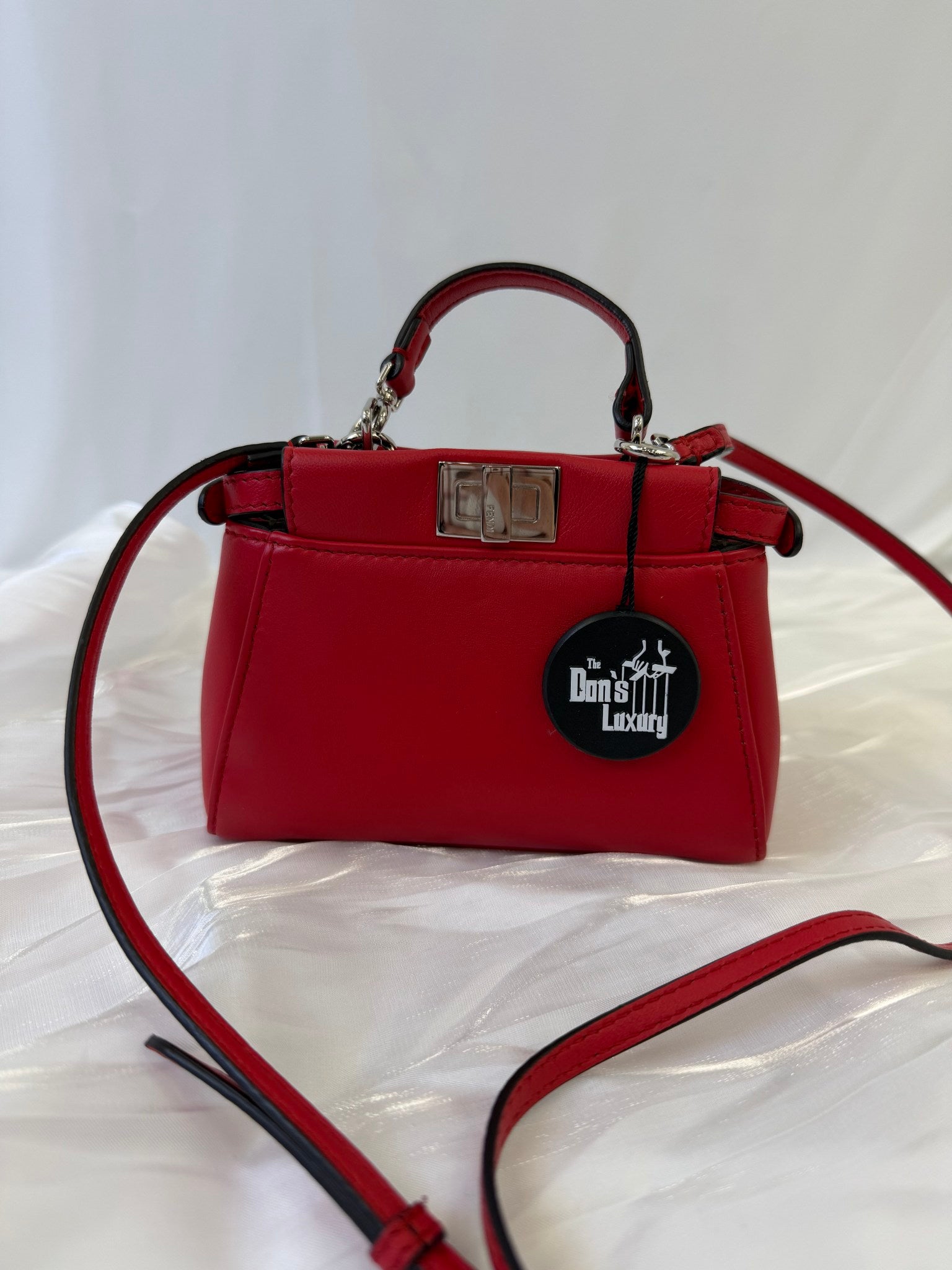 Fendi Red Leather Peekaboo Micro Bag