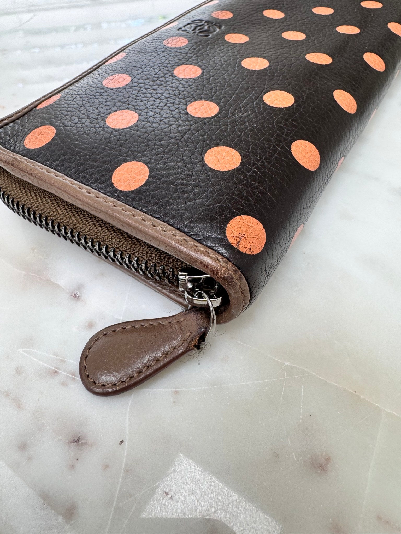 Loewe Polka Dot Print Calfskin Zippy Wallet