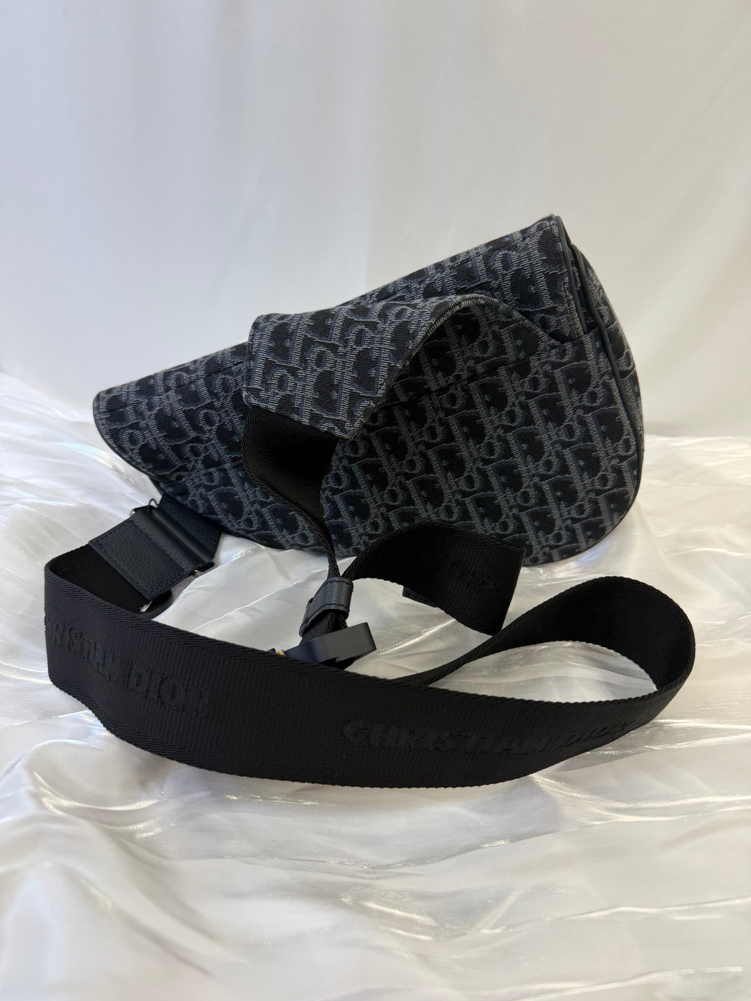 Christian Dior Navy Canvas Saddle Belt Bag