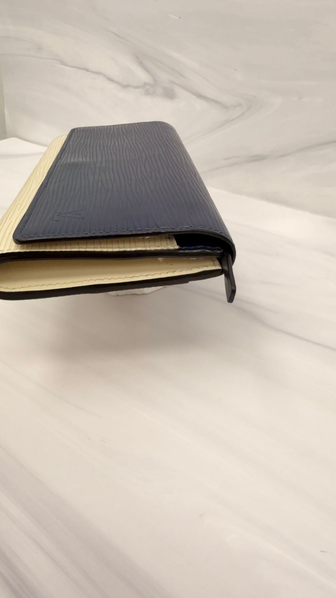Louis Vuitton Blue And Cream Epi Leather Long Wallet