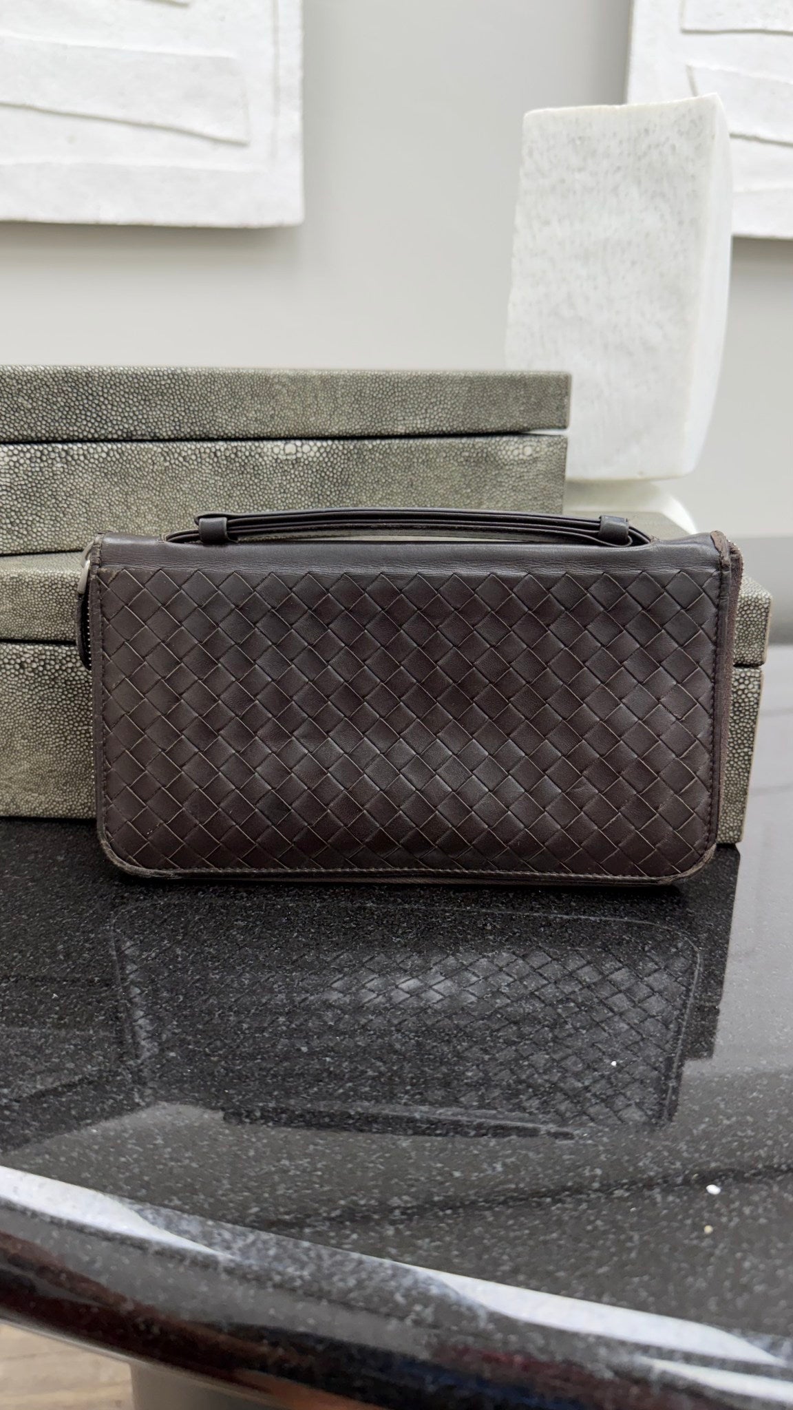 Bottega Veneta Brown Intrecciato Leather Travel Zippy Organizer