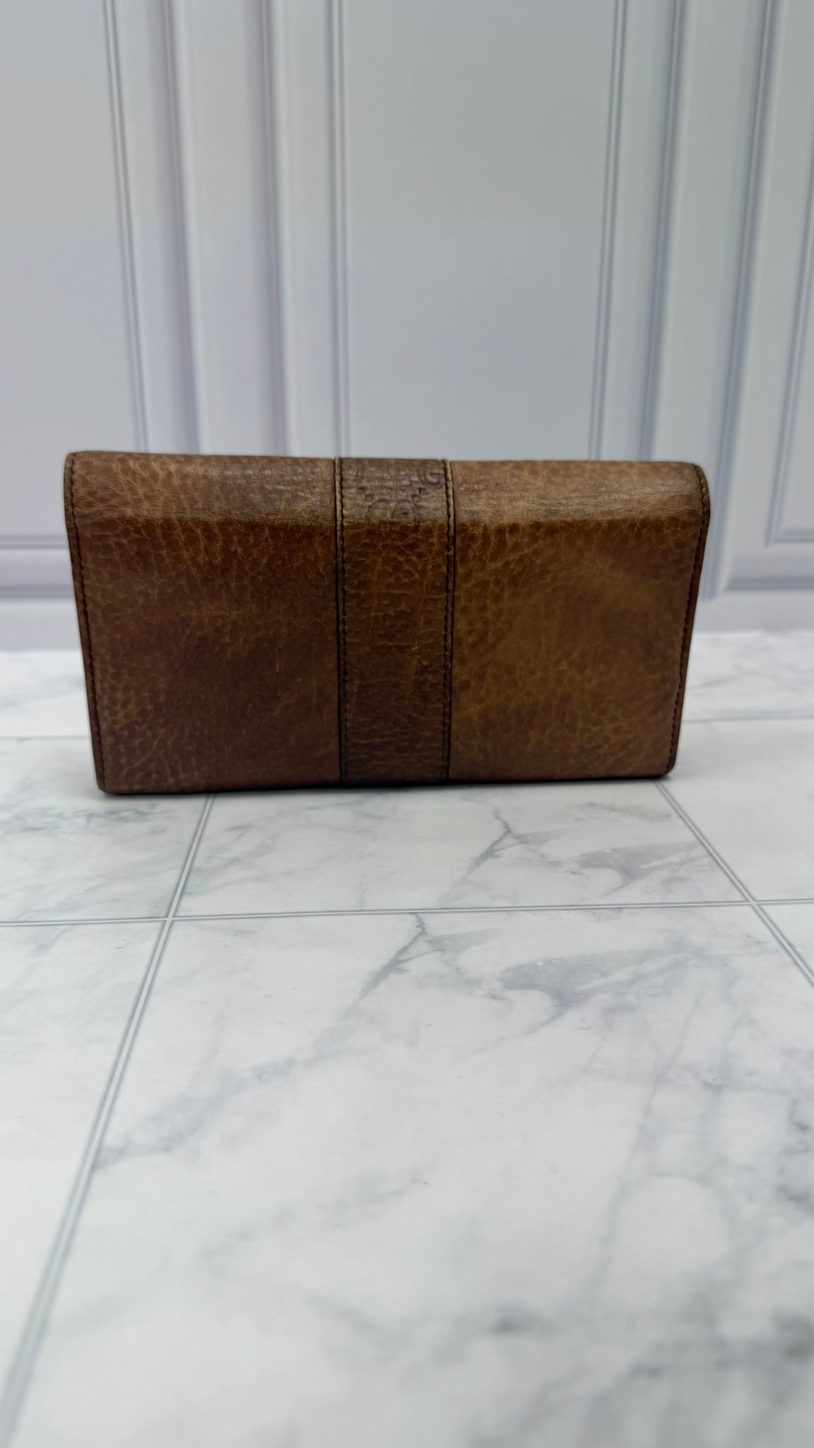 Gucci Brown Leather GG Long Wallet