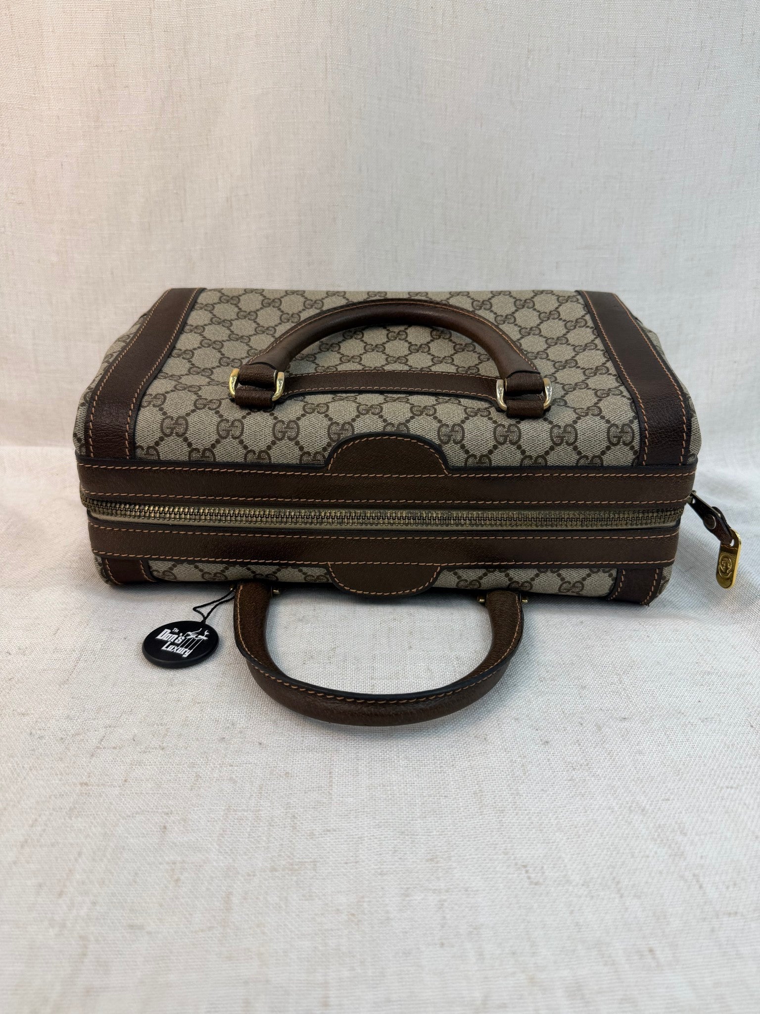 Gucci Brown Coated Canvas GG Print Vintage Boston Bag